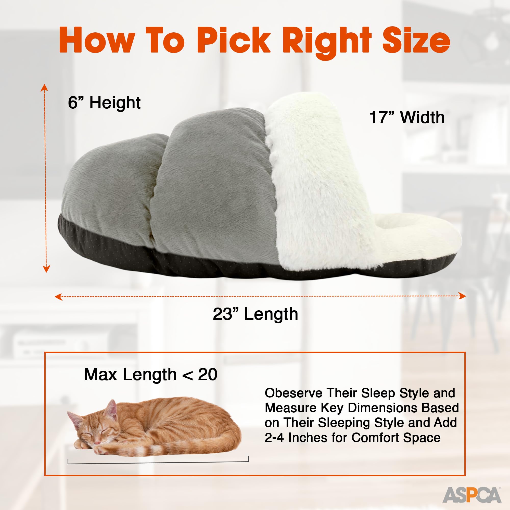 ASPCA - Cat Cave Bed for Indoor Cats | Cozy Warm Felt House Dome for Cats & Kittens | Soft, Warm & Plush Cave Bed with Removable