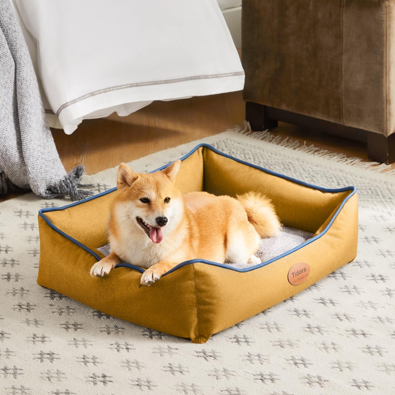 Tidore Orthopedic Dog Beds For Medium Dogs, Durable Egg Crate Foam Sofa Dog Bed Wit Washable Removable Cover,Waterproof Lining,P