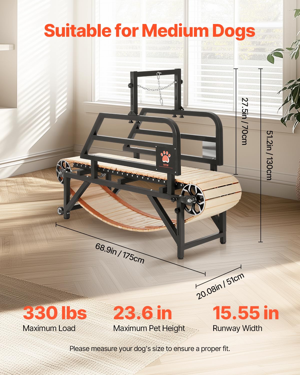 Vevor Dog Treadmill For Large/Medium Dogs With Brake, Slatmill With 3 Adjustable Ramps, Doggy Pacer To Unleash Joy, Keep Active