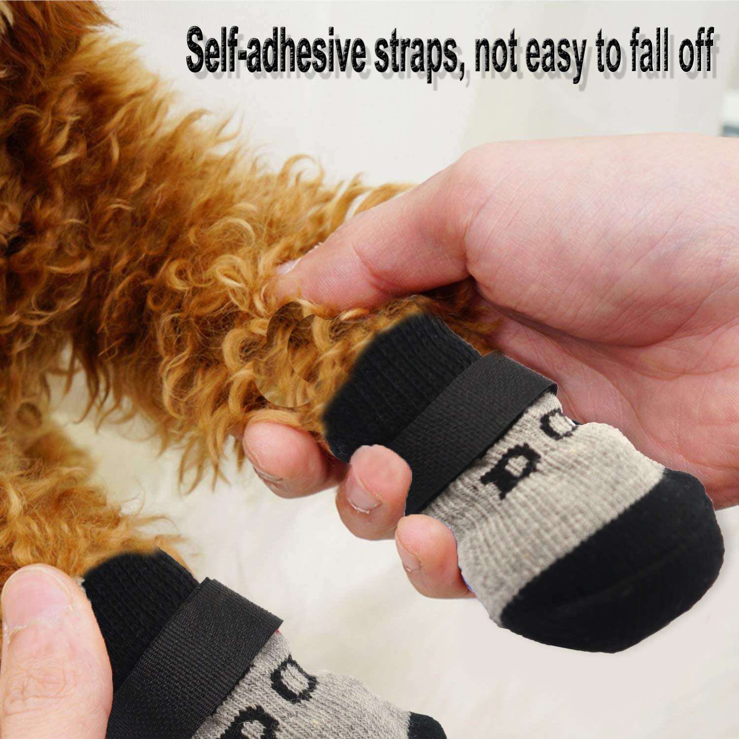4 Pairs Anti-Slip Dog Socks And Cat Socks With Rubber Reinforcement And 8 Small Straps, Indoor Wear Pet Paw Protector For Hardwood Floors Cat Dogs Style 3 (M)