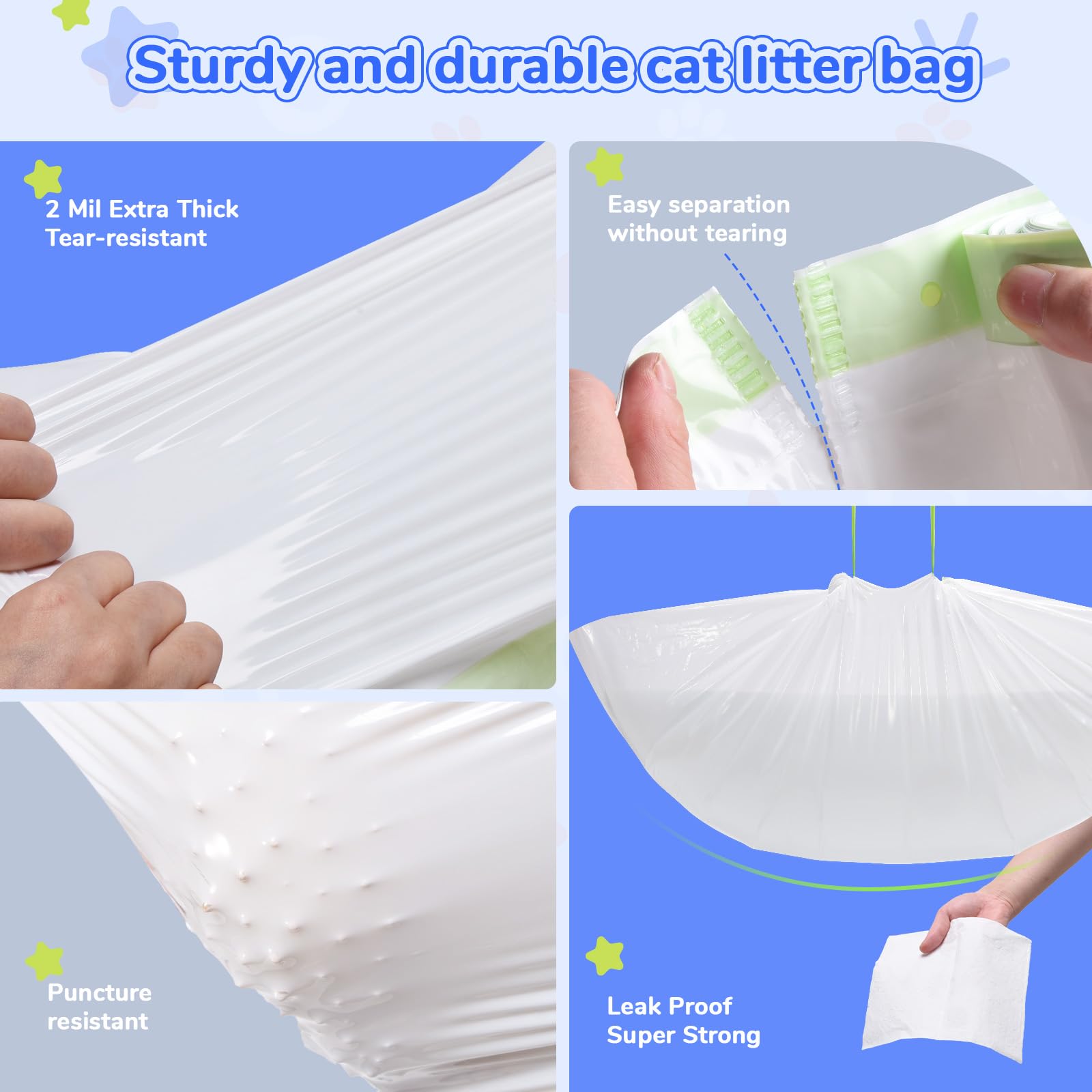 Cat Litter Liners For Pet Scoop Free Crystal Litter Tray, Open/Hooded Litter Pan And Pull-Out Litter Box Sliding Drawer, Tear-Re