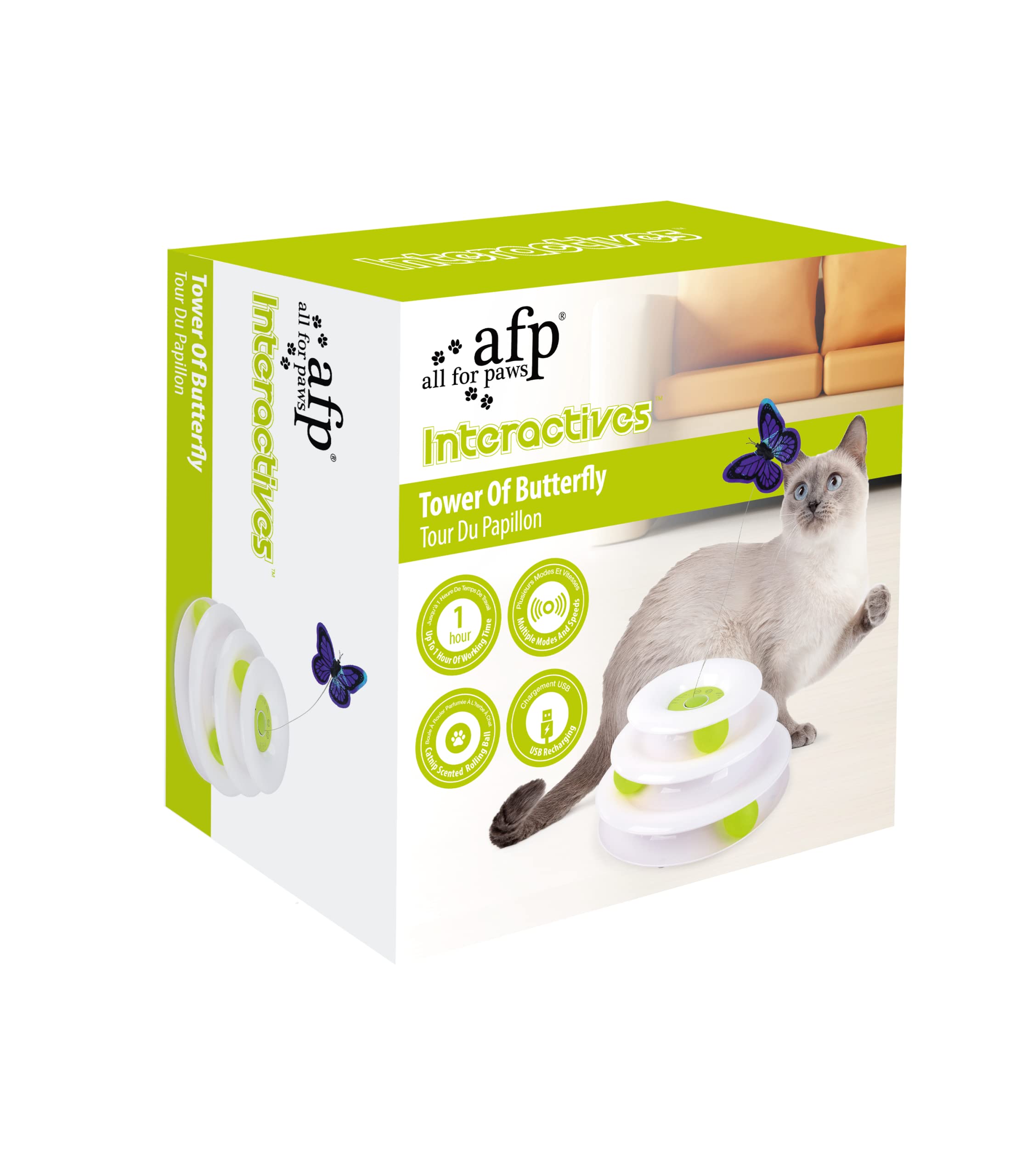allforpaws - Cat Toy Interactive Tower of Butterfly 25X25X14Cm - (787.7560)