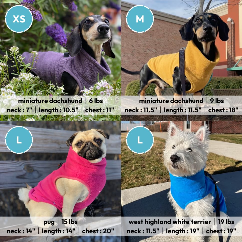 Gooby Half Zip Up Fleece Vest - Soft, Warm Pullover Dog Jacket with Dual D Ring Leash - Winter Small & Medium Dog Sweater - Blue