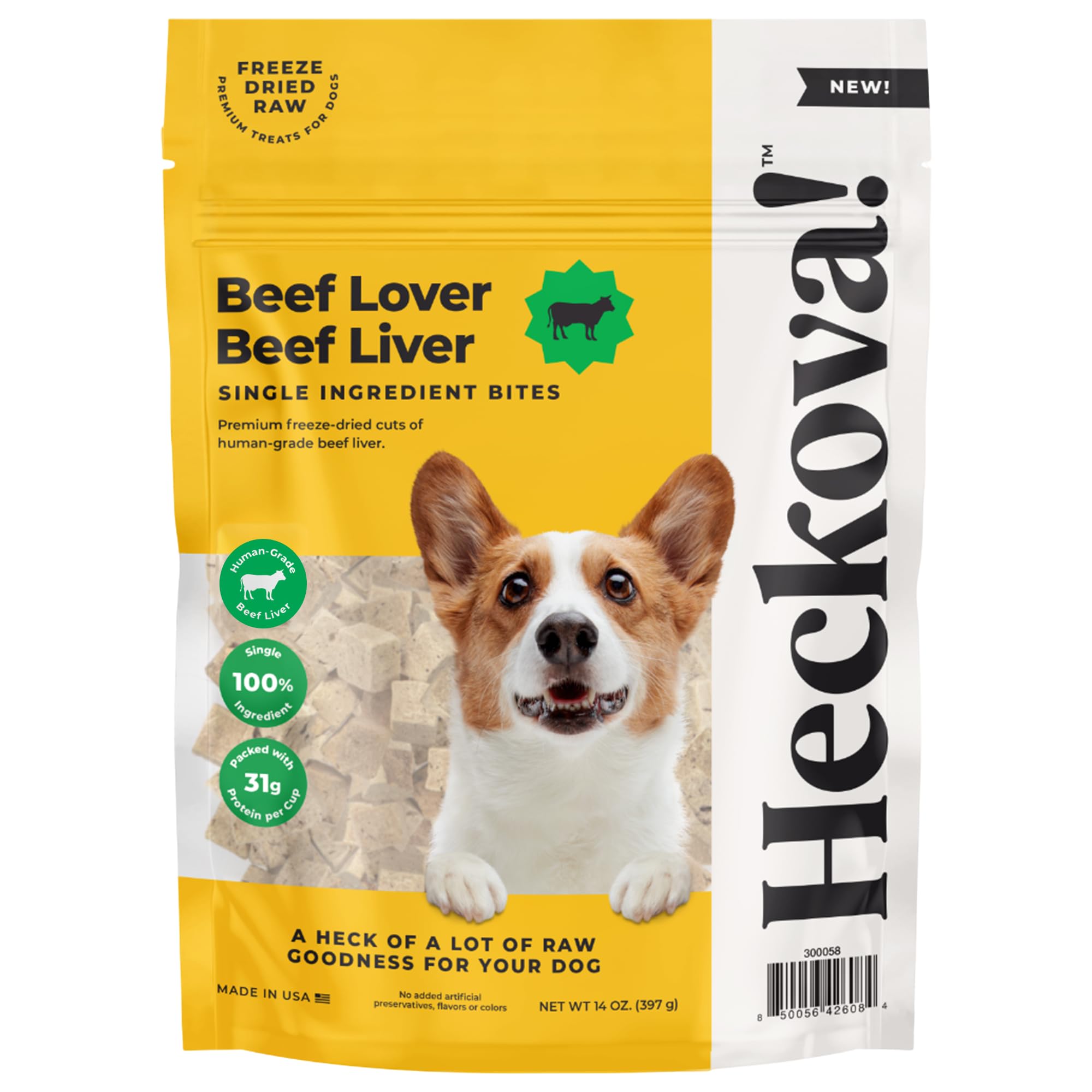 Heckova! Beef Lover - Freeze Dried Beef Liver Dog Treats - Single Ingredient Human Grade Raw Beef Liver Bites for Training, Meal