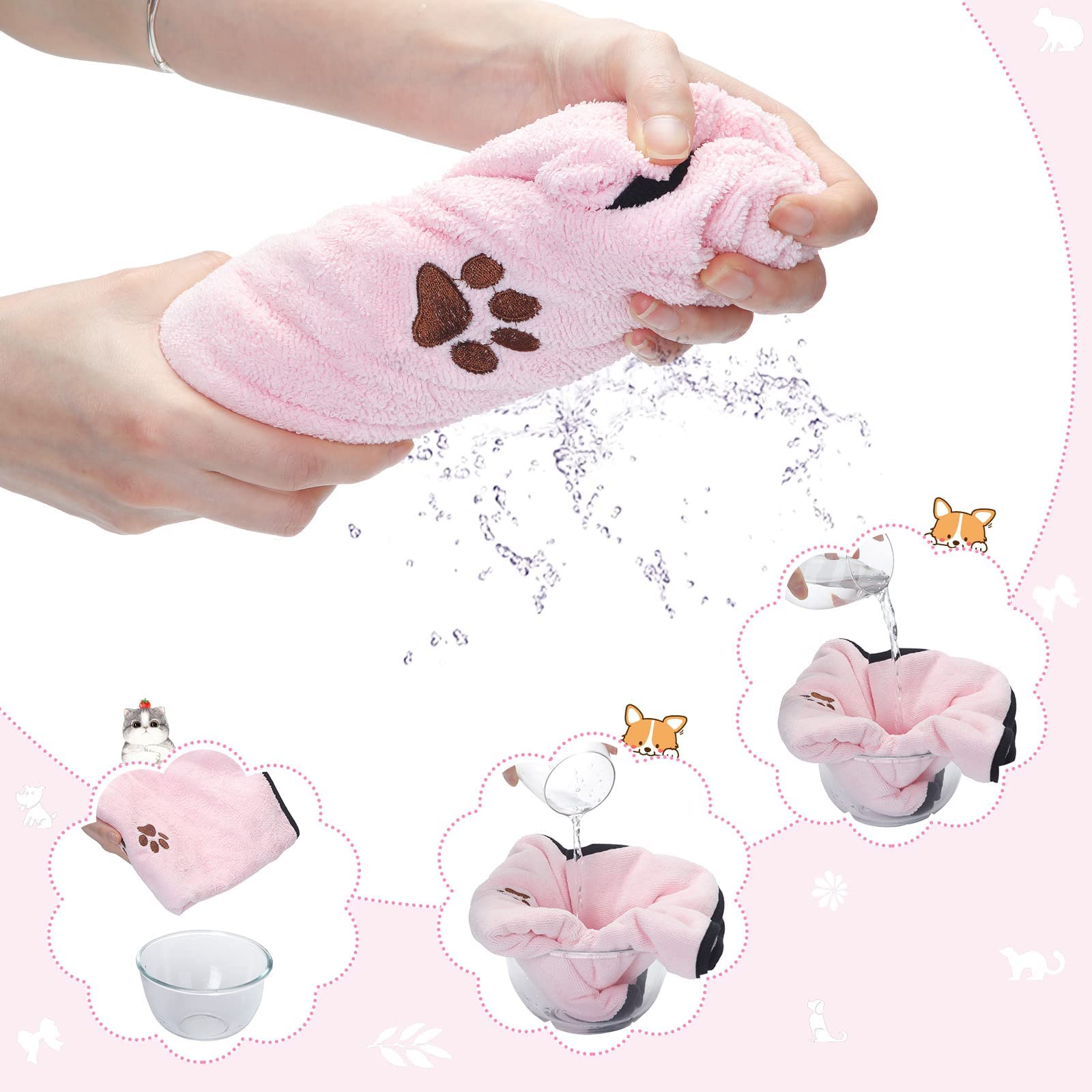 4 Pack Dog Towels For Drying Dogs Microfiber Dog Towel Soft Absorbent Pet Bath Towel Dog Drying Grooming Towel With Embroidered Paw For Pet Dogs Cats Bathing And Grooming (Blue, Pink, 35 X 20 Inch)