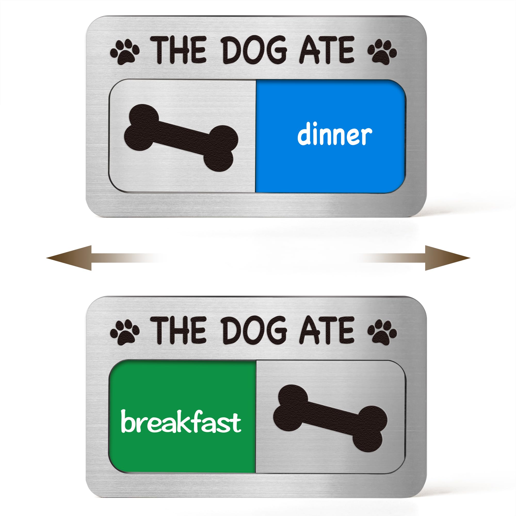 Dog Feeding Reminder Sign with Magnet, Pet Feeding Tracker with The Dog Ate, Acrylic Dog Paw 2 Area Feed Sign with Breakfast and