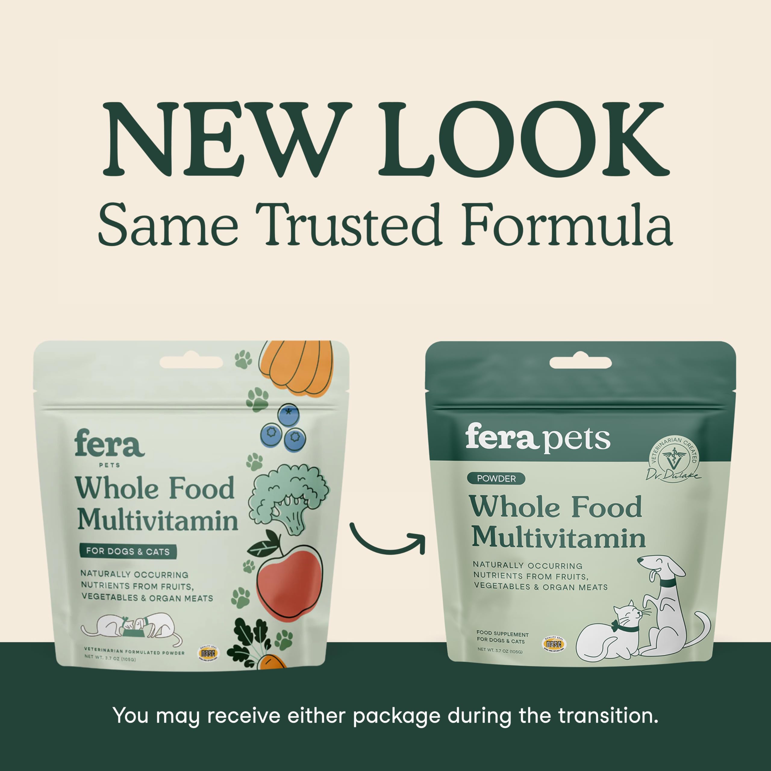 Fera Pet Organics Whole Food Multivitamin Cat and Dog Food Topper - Vet Created Cat & Dog Vitamins Plus Minerals, Micronutrients