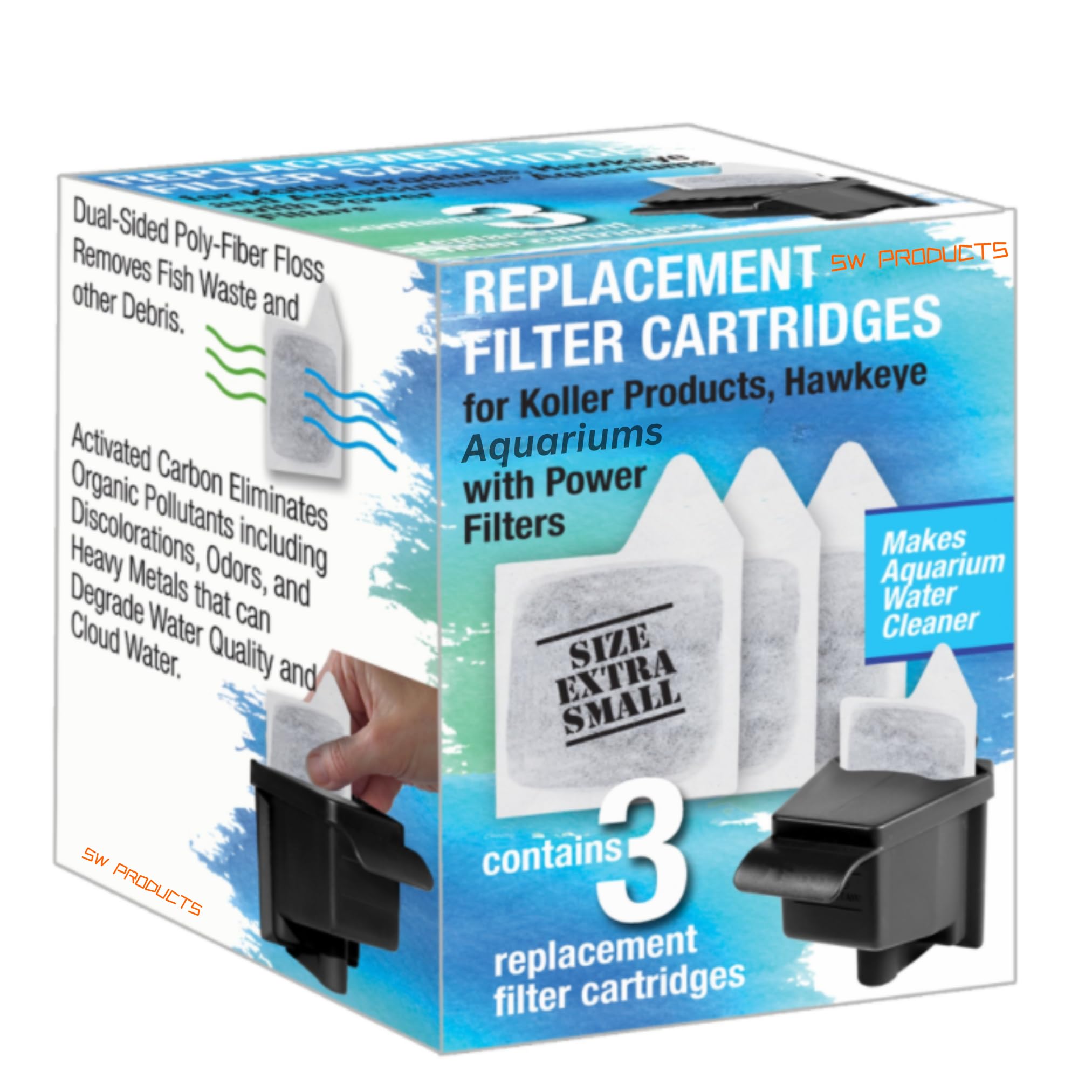 Koller Products Filter Cartridges Xs, Replacement Cartridge For Koller Products Fish Aquarium, 3 Pack