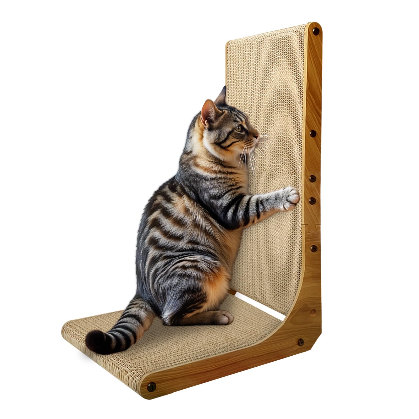 AGYM Cat Scratcher, 26 inch L Shape Cat Scratching Pad for Indoor Cats, Durable Sustainable Cardboard Scratcher, Recyclable Vert