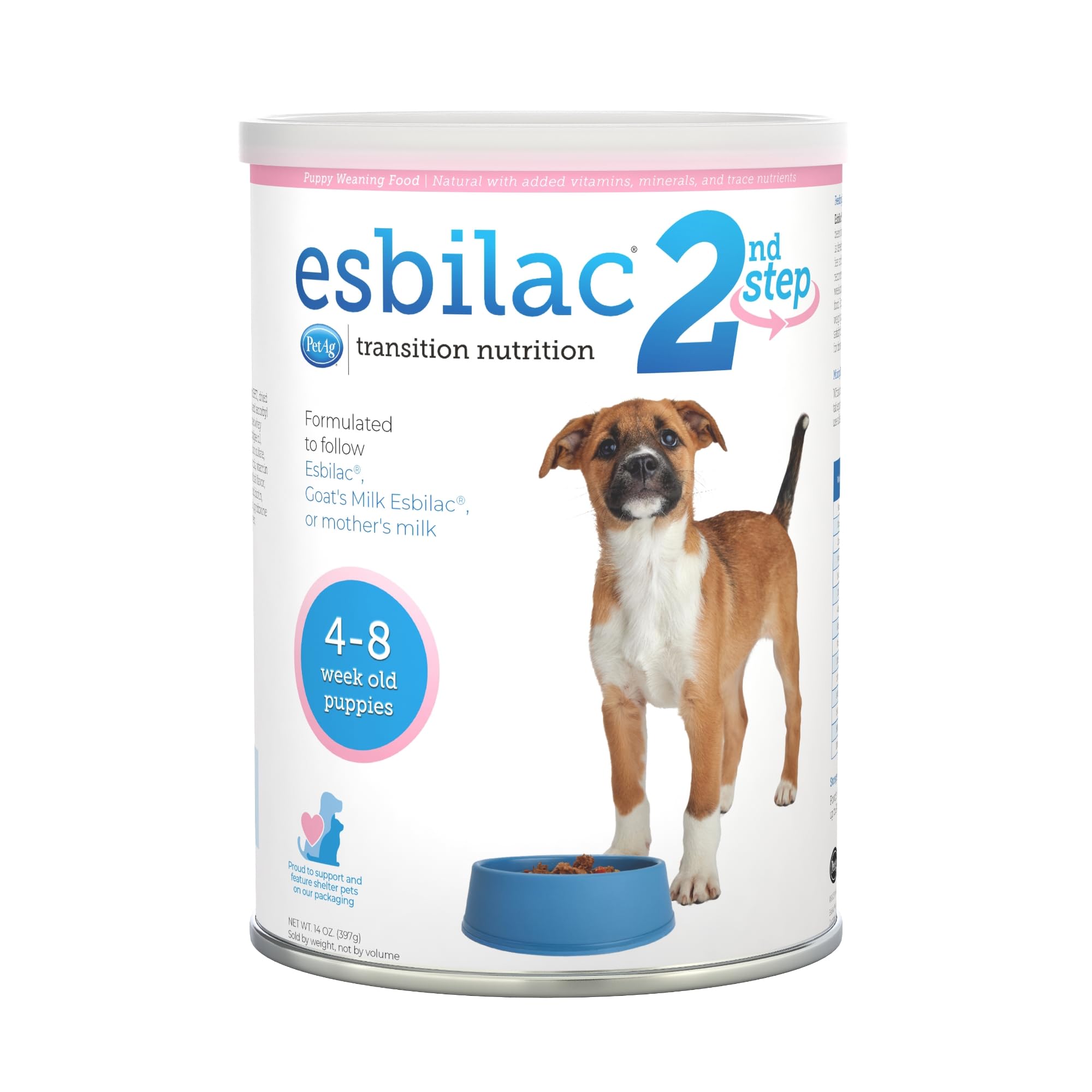 Pet-Ag Esbilac 2nd Step Puppy Weaning Food - 14 oz - Powdered Puppy Weaning Formula with DHA, Natural Milk Protein, Vitamins & M