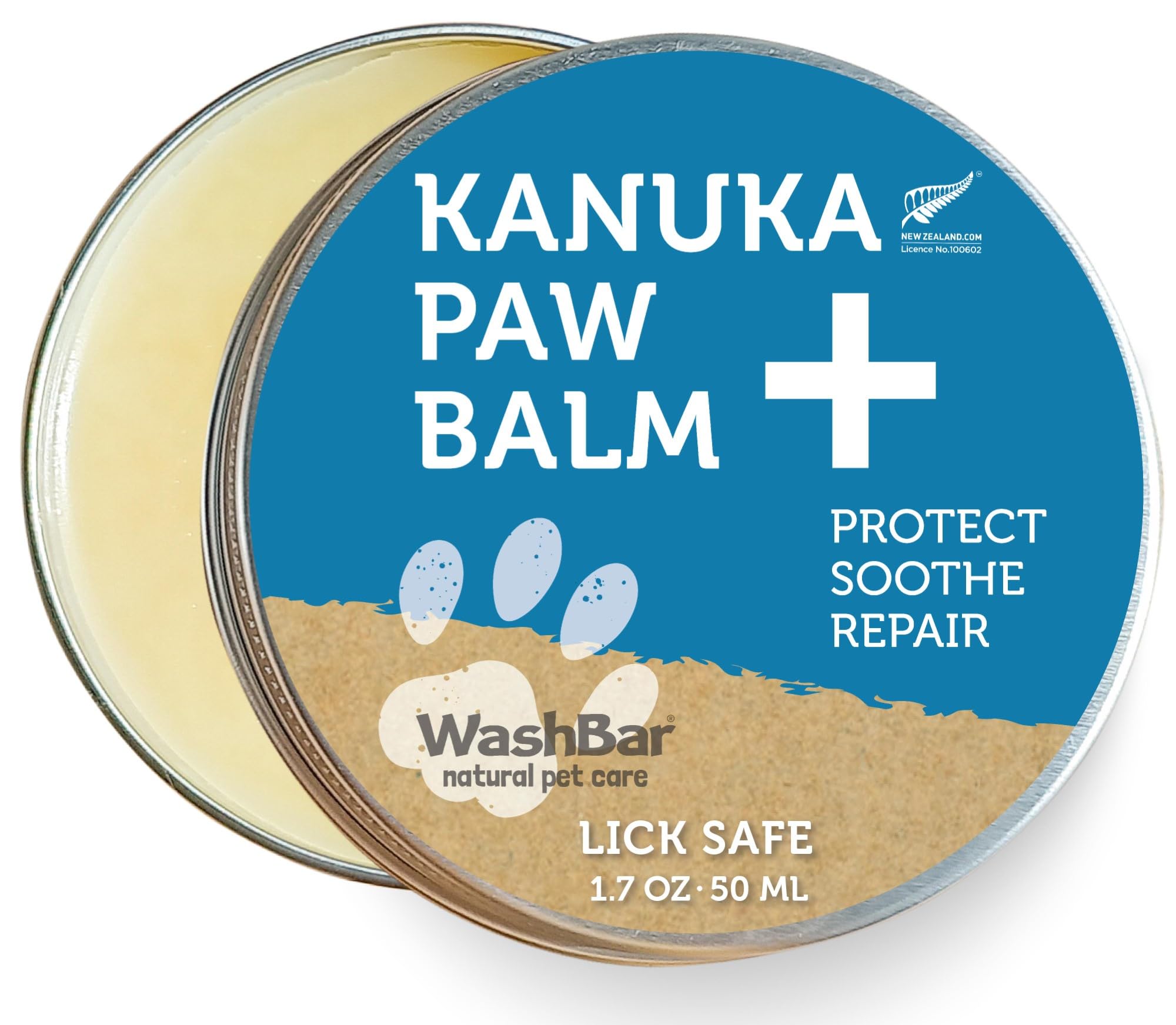 Washbar Dog Paw Balm For Cracked Paws | Natural Lick-Safe Paw Soother For Dog Paws, Nose And Skin | 1.7 Oz Tin, Dog Paw Cream To Moisturize, Protect And Repair From Foot To Snout