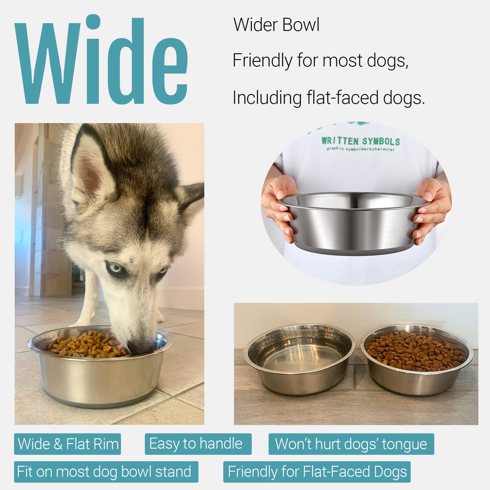 PEGGY11 Stainless Steel Dog Bowls - 7.6 Cup, 2 Pack