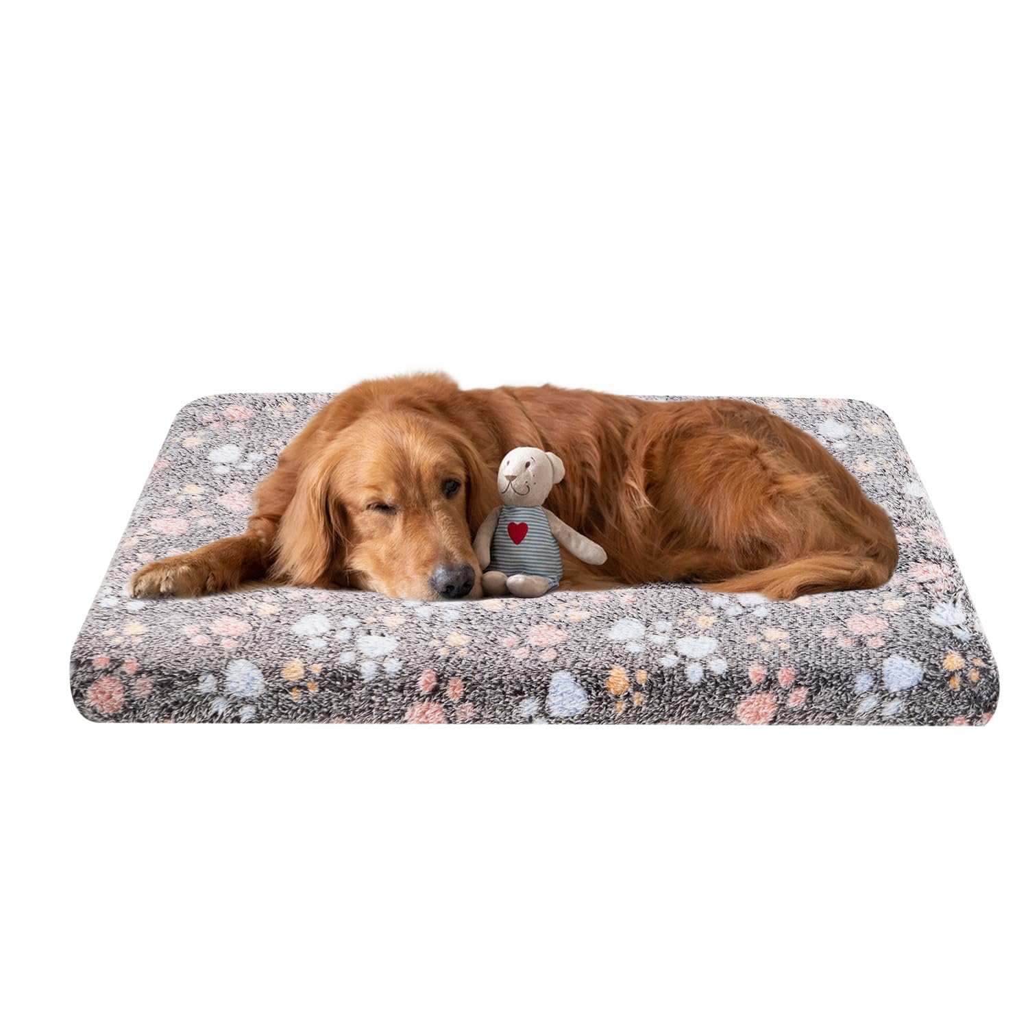 Dekeyoo Dog Crate Mats Bed For Medium Dogs, 36X24 Inch Short Plush Pet Mat, 1.6-Inch Thick Thin Kennel Pad, Machine Washable Ide