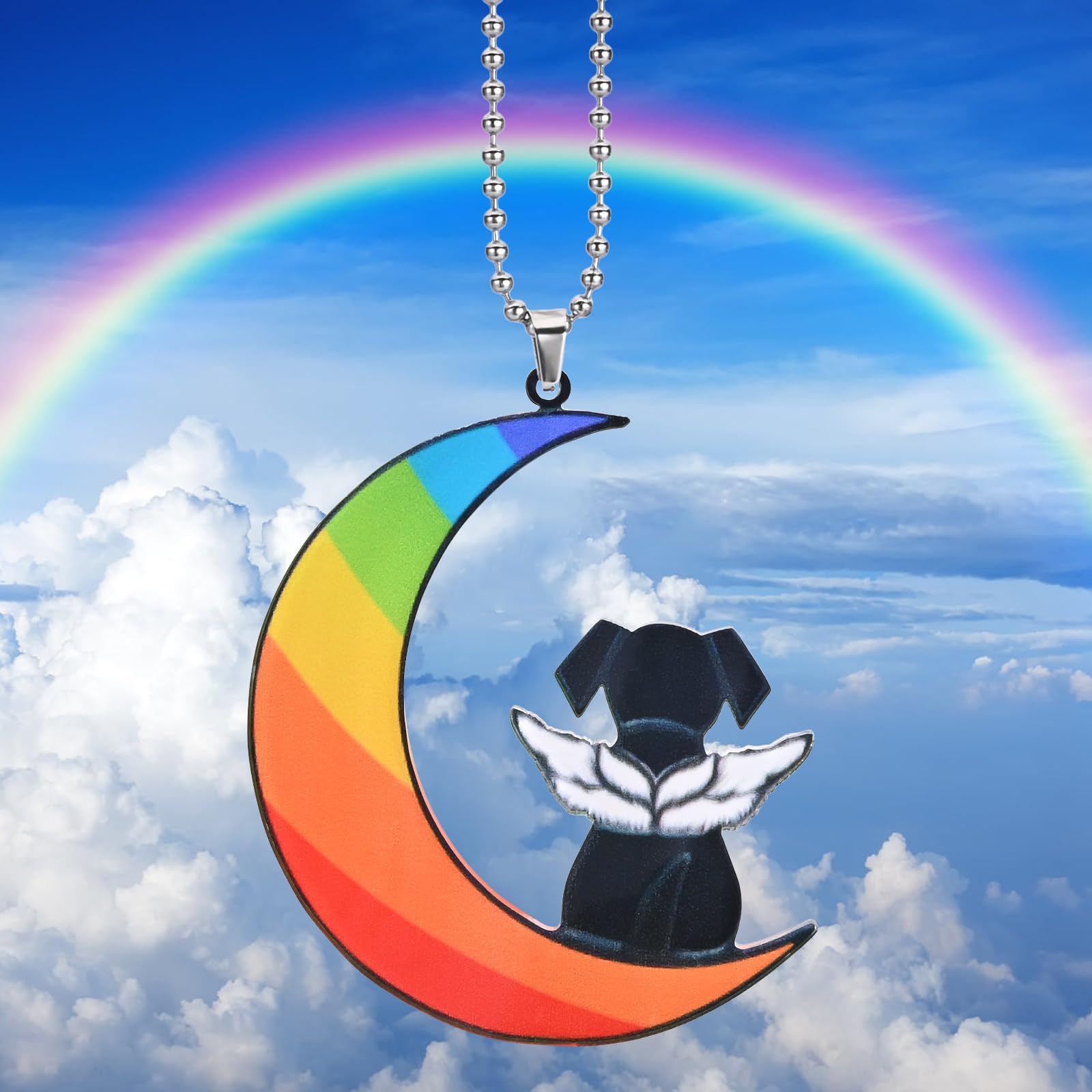Dog Memorial Gifts For Loss Of Dog - Dog On The Moon Pet Remembrance Gift Dog Car Mirror Hanging Accessories - Dog Memorial Sunc