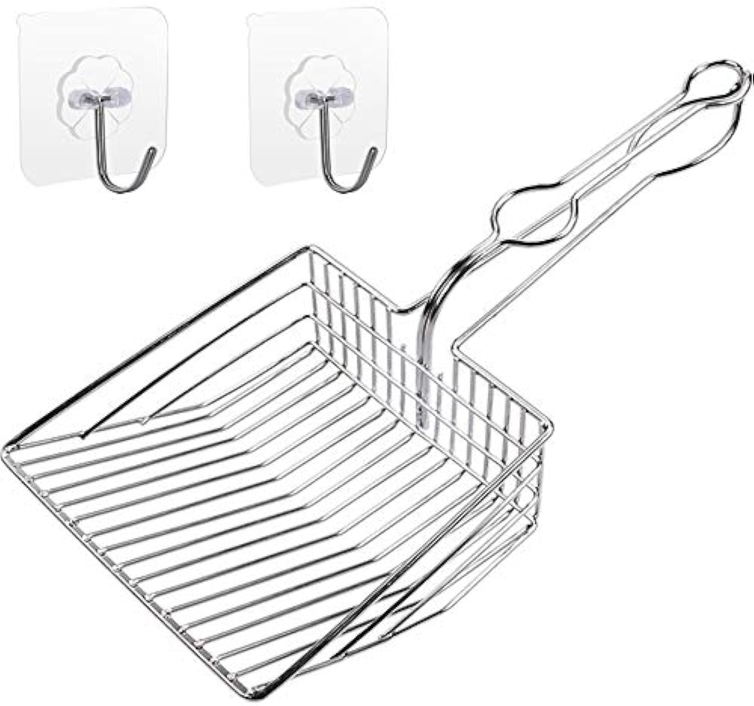 Qualiall All Metal Litter Scoop, Solid Metal Sifter, Cat Litter Scoop Metal Jumbo, Cat Urine Scoop, Litter Scooper With Holder, Litter Scooper Holder, Jumbo Cat Litter Scoop Sifter Scooper Holder