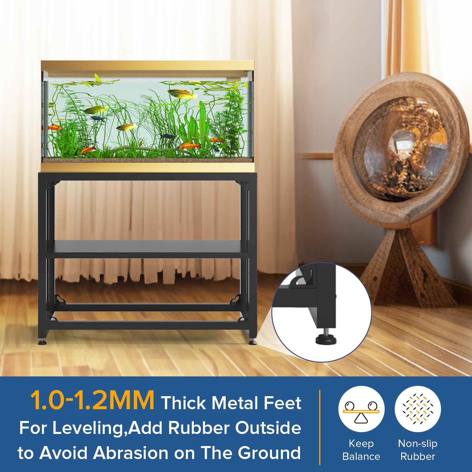 TOCRETOARE Fish Tank Stand 40 Gallon, Metal Aquarium Stand 36.5 L x 18.5 W*29.5   H, Double-Layer Storage Design, Suitable for H