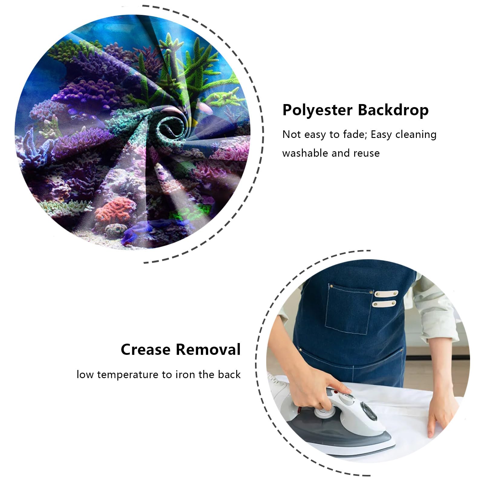 YongFoto Ocean Theme Fish Tank Background 36x18 inch Coral Seaweed Reef Rock Tropical Fish Underwater Sea World Polyester Backdr