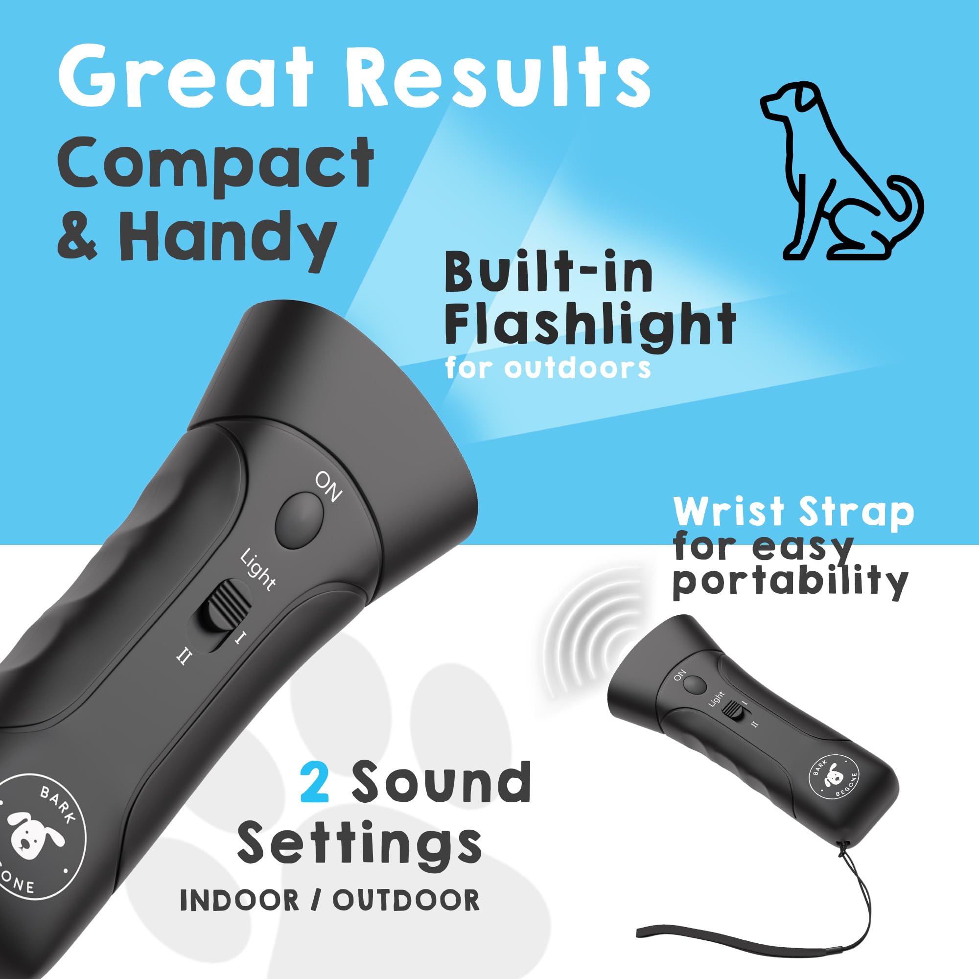 Bark Begone 2023 Ultrasonic Dog Bark Deterrent & Behavior Corrector - Stop Barking, Jumping, Aggression Without Yelling - Just P