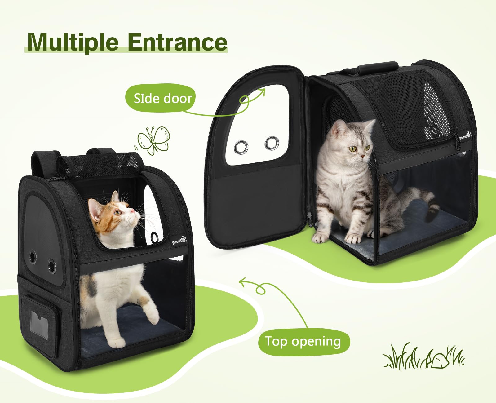 Pecute Pet Carrier Backpack, Dog Carrier Backpack, Expandable with Breathable Mesh for Small Dogs Cats Puppies, Pet Backpack Bag