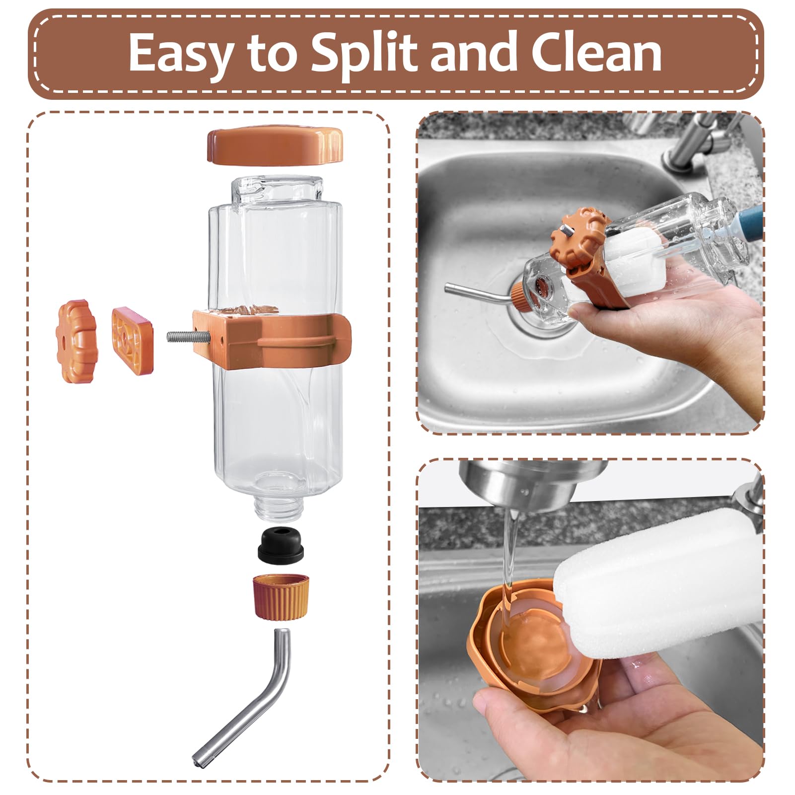 Los Andes 16.9Oz Small Animal Water Bottle For Cage,Crate, Top Fill Water Dispenser For Guinea Pigs/Bunnies/Ferrets/Squirrel/Hed