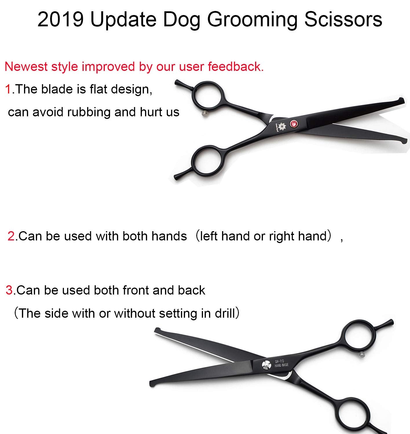 Dream Reach 7.0 Inches Professional Pet Cat Dog Grooming Shears Scissors, Straight, Curved, Thinning/Blending/Chunking Scissors Kit (Upwrap Cutting)
