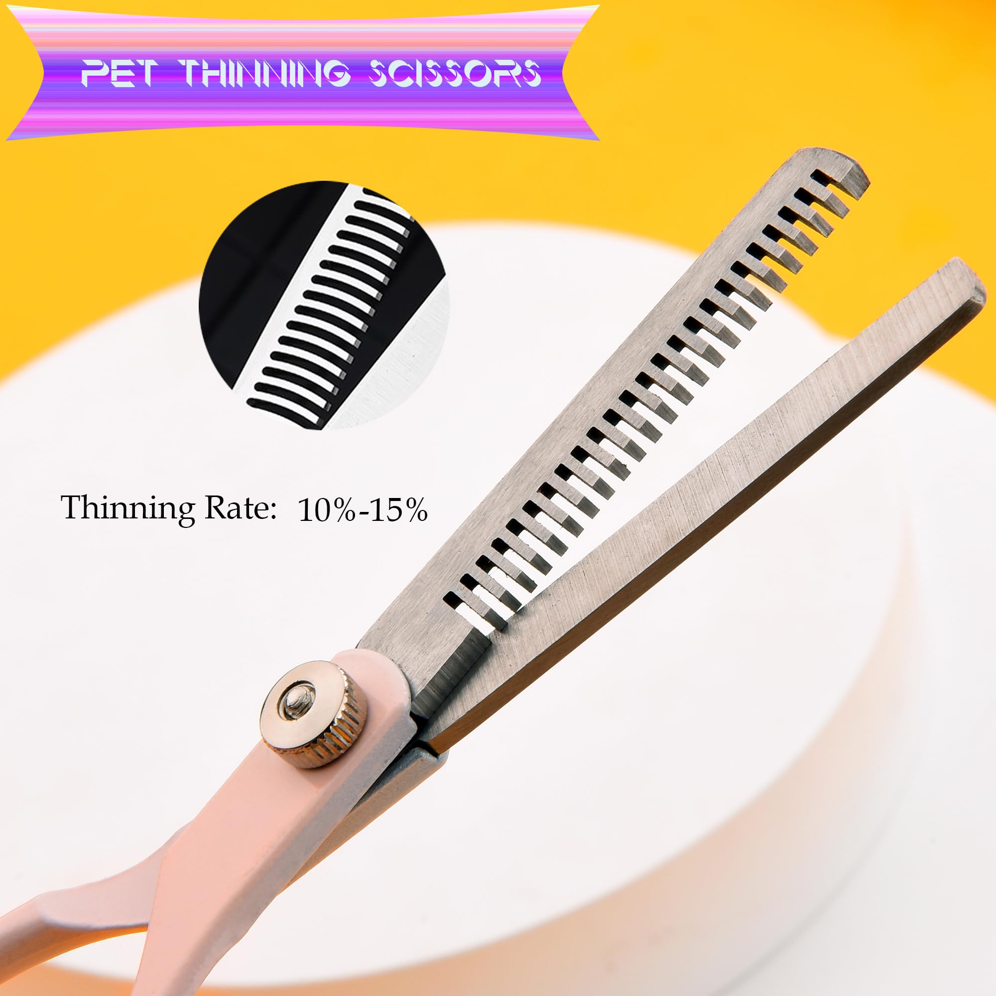 Dog Grooming Scissors Kit, Fcysy Professional Dog Trimming Scissors Set, Hair Cutting Curved Thinning Shears For Pet Cat At Home