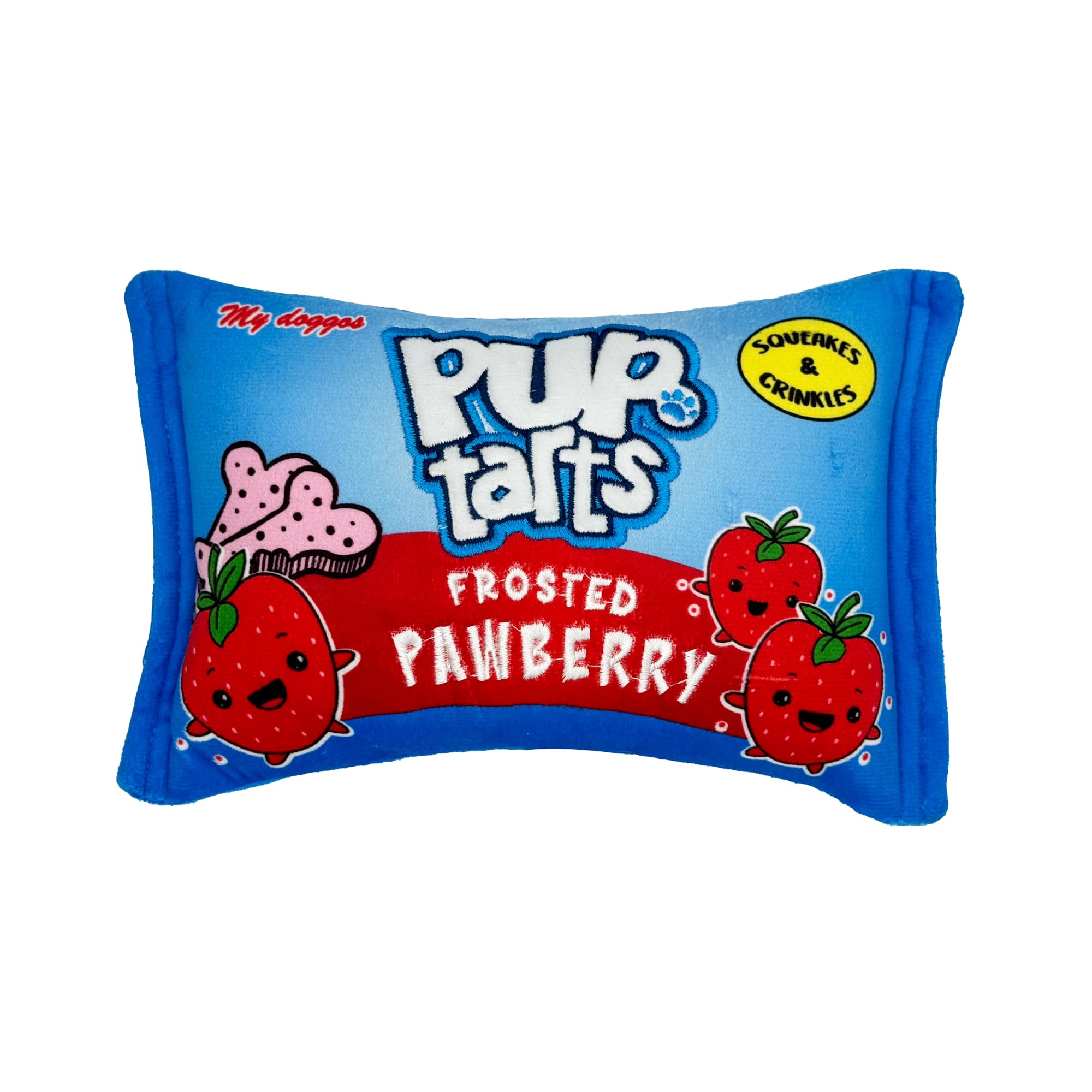Huxley & Kent For Dogs - Pup-Tarts Frosted Pawberry (Large) - Snack Attack Power Plush Funny Dog Toy With Squeaker - H&K