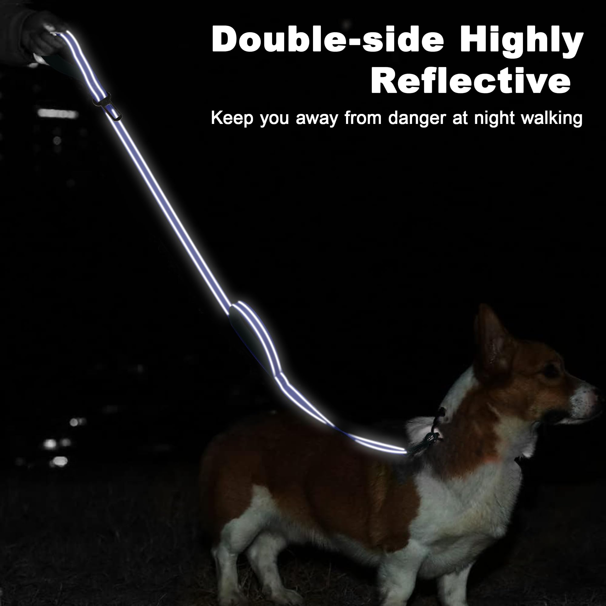 6 Foot Blue Dog Leashes For Large Medium And Small Breed Dogs That Pull,Reflective Nylon Heavy Duty Dog Leash With 2 Comfortable