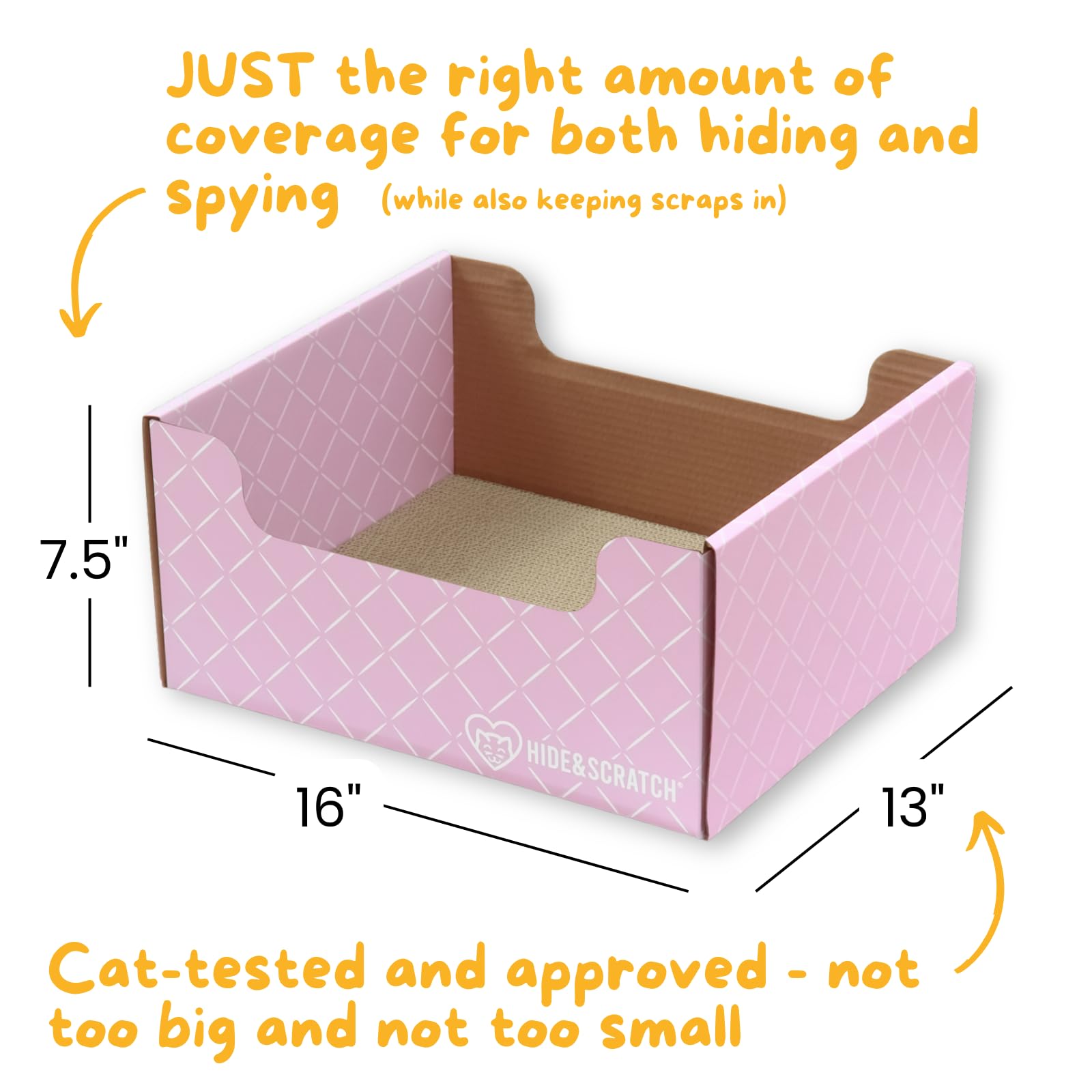 Hide & Scratch Heavy Duty Cardboard Cat Scratcher Box And Cat Bed With Refillable Double-Sided Cardboard Scratch Pad For Indoor