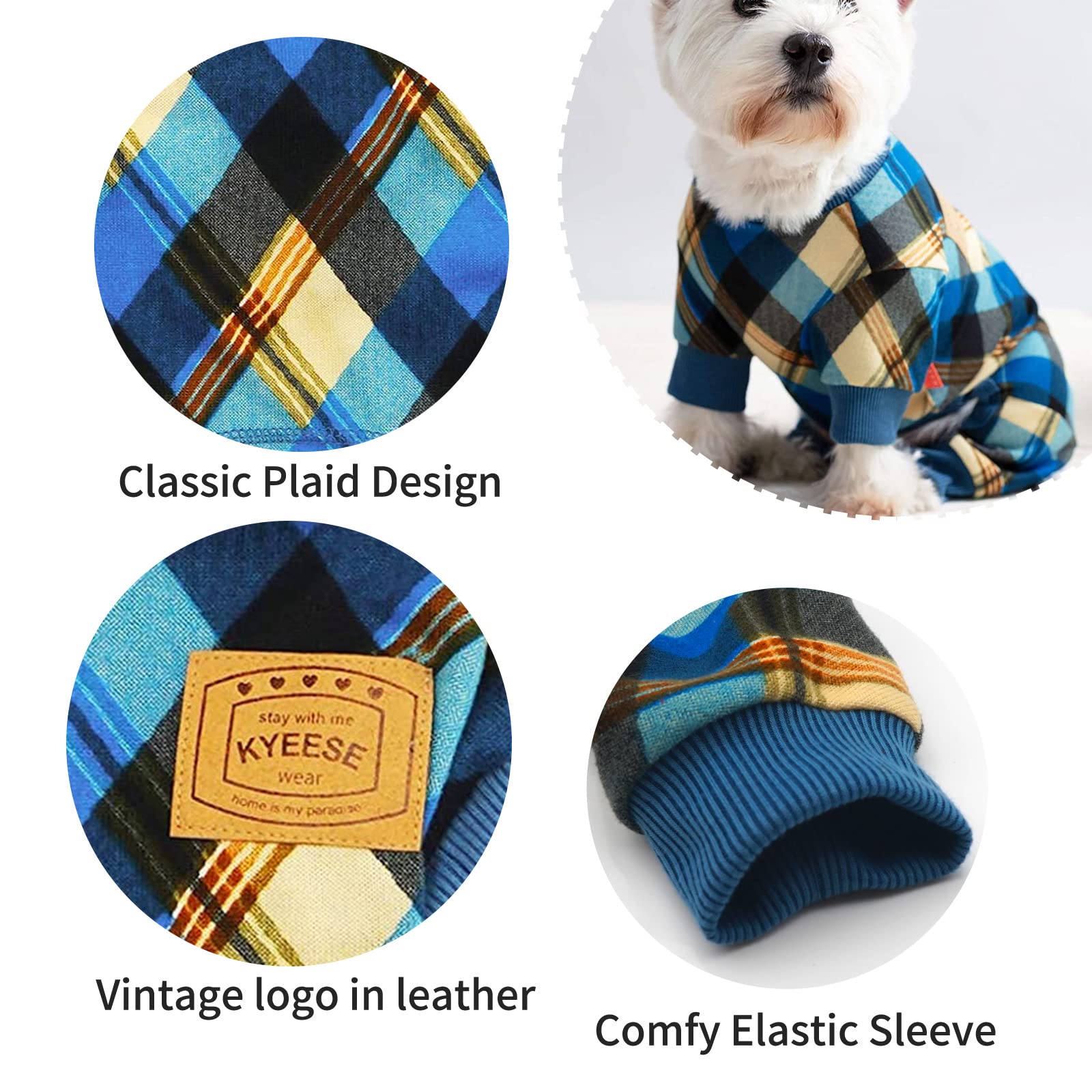Kyeese Dog Pajamas Checkered Lightweight Soft Dog Pjs For Medium Dogs Dogs Hair Shedding Cover Doggie Jammies Onesie Dog Clothes