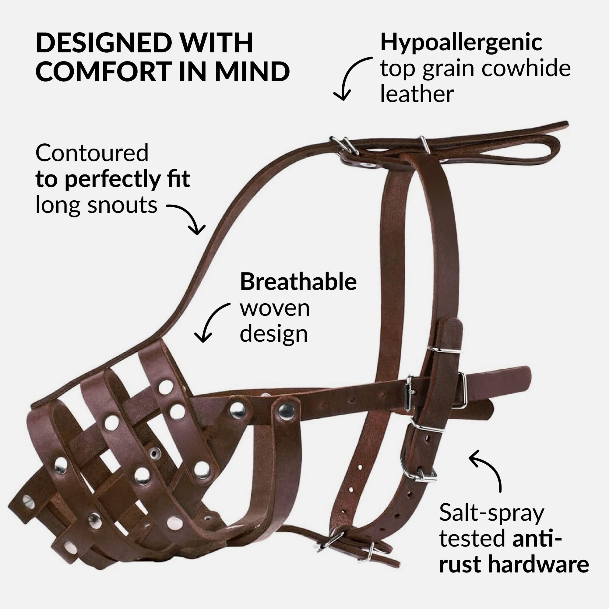 Collardirect Dog Muzzle German Shepherd Dalmatian Doberman Setter Leather Basket Medium Large Breeds Black Brown (M, Chestnut Brown)