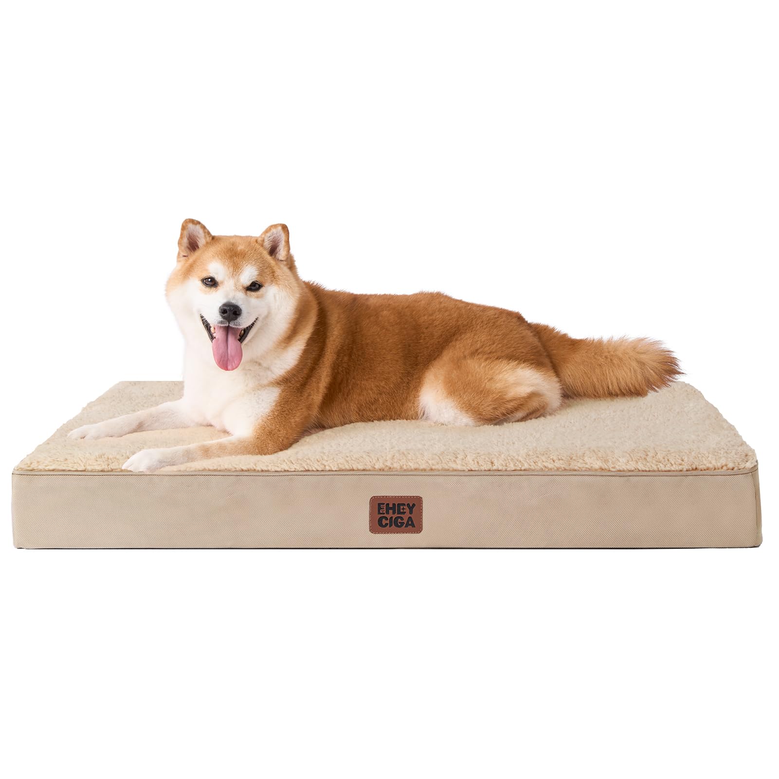 Eheyciga Orthopedic Dog Beds For Large Dogs With Removable Washable Cover, Khaki, 36X27