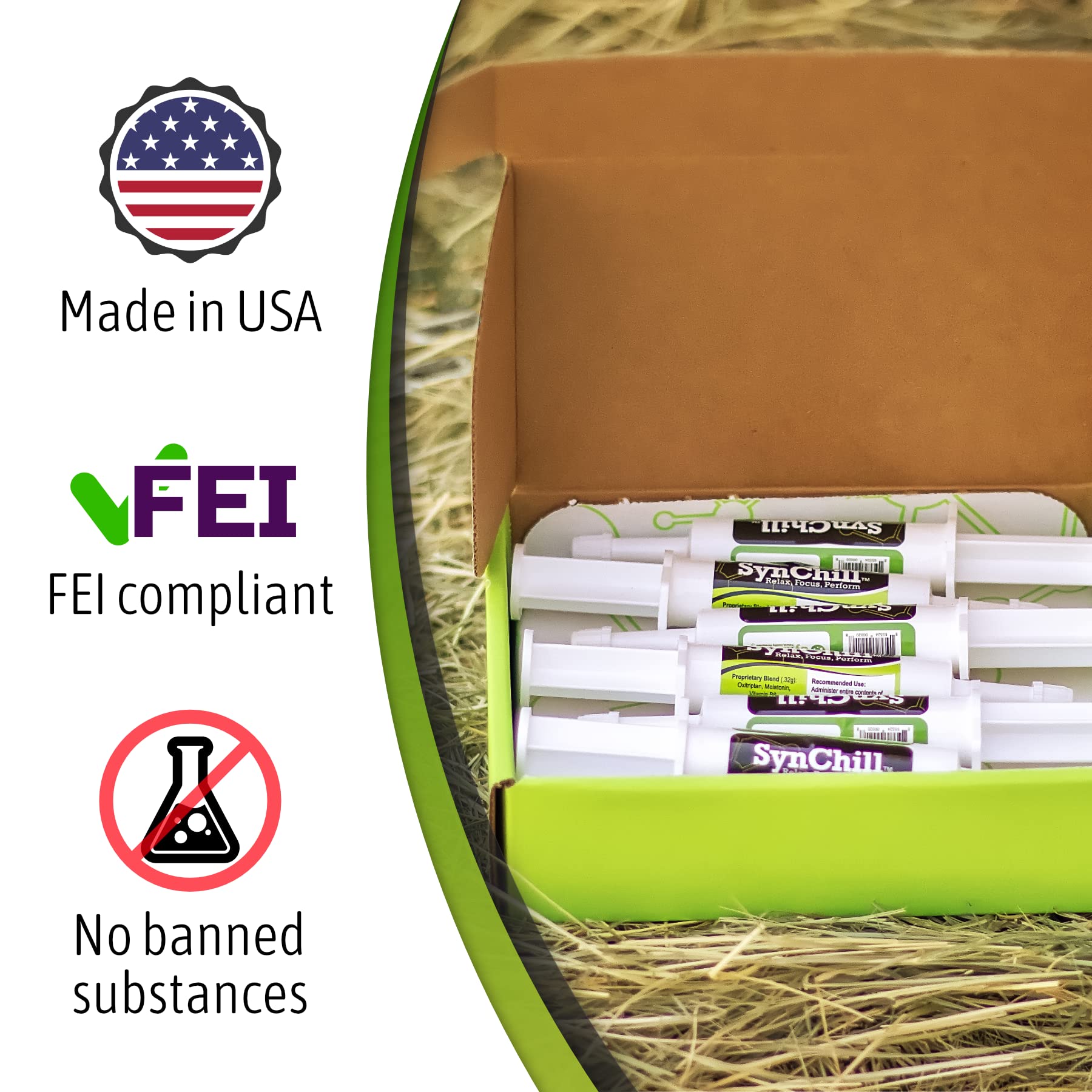 SynChill Oral Horse Calming Gel, 100% Natural & Nutritional Supplement, Lab Proven Results, Designed for Focus & Performance, Ap