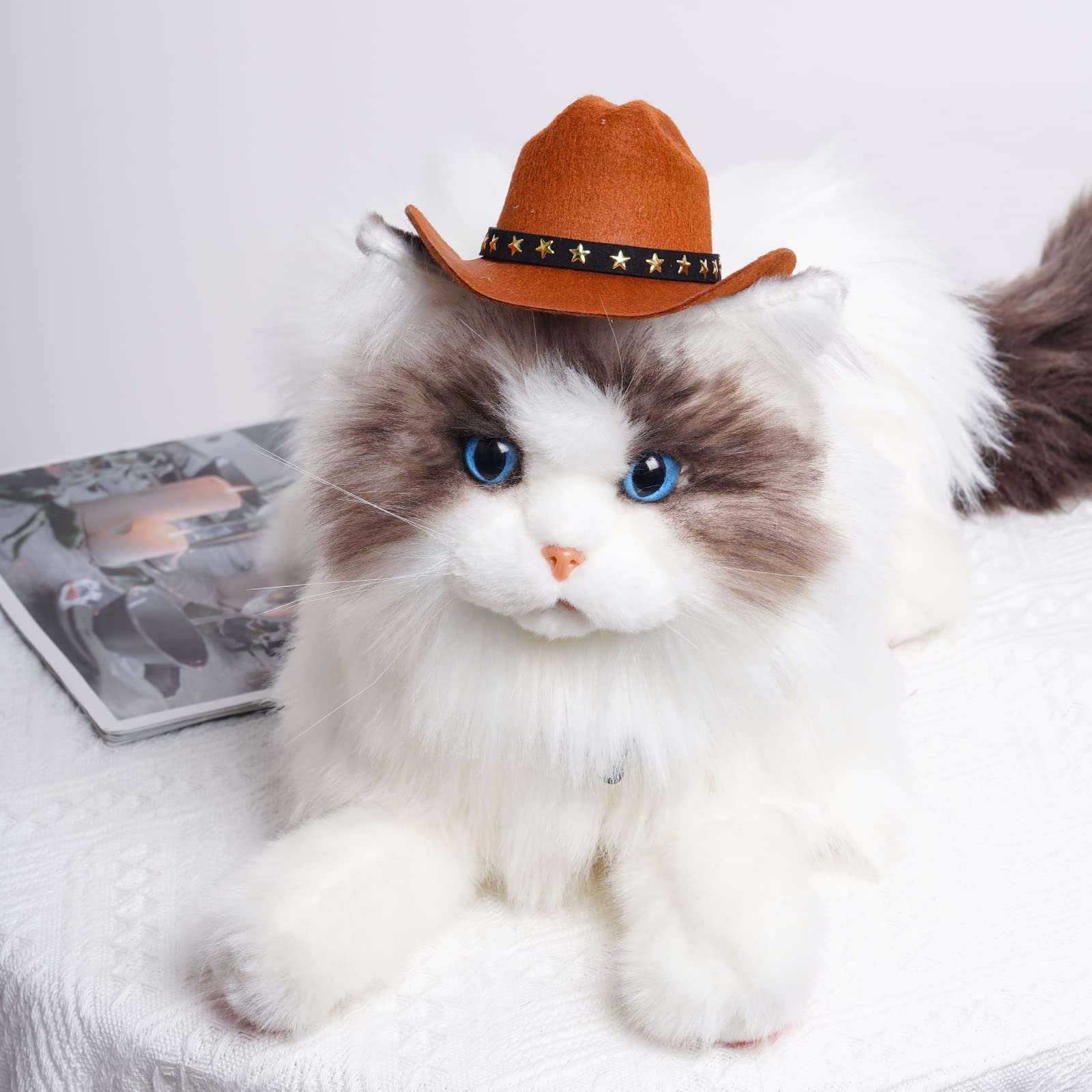 Choyaxo Pet Cowboy Costume Cosplay Cap Halloween Costumes For Dogs Cat Pet Party Decoration Mini Cowboy Hat (Brown, Small)