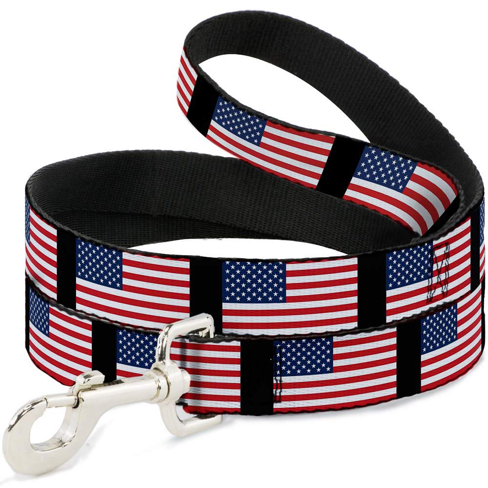 Dog Leash United States Flags 4 Feet Long 0.5 Inch Wide