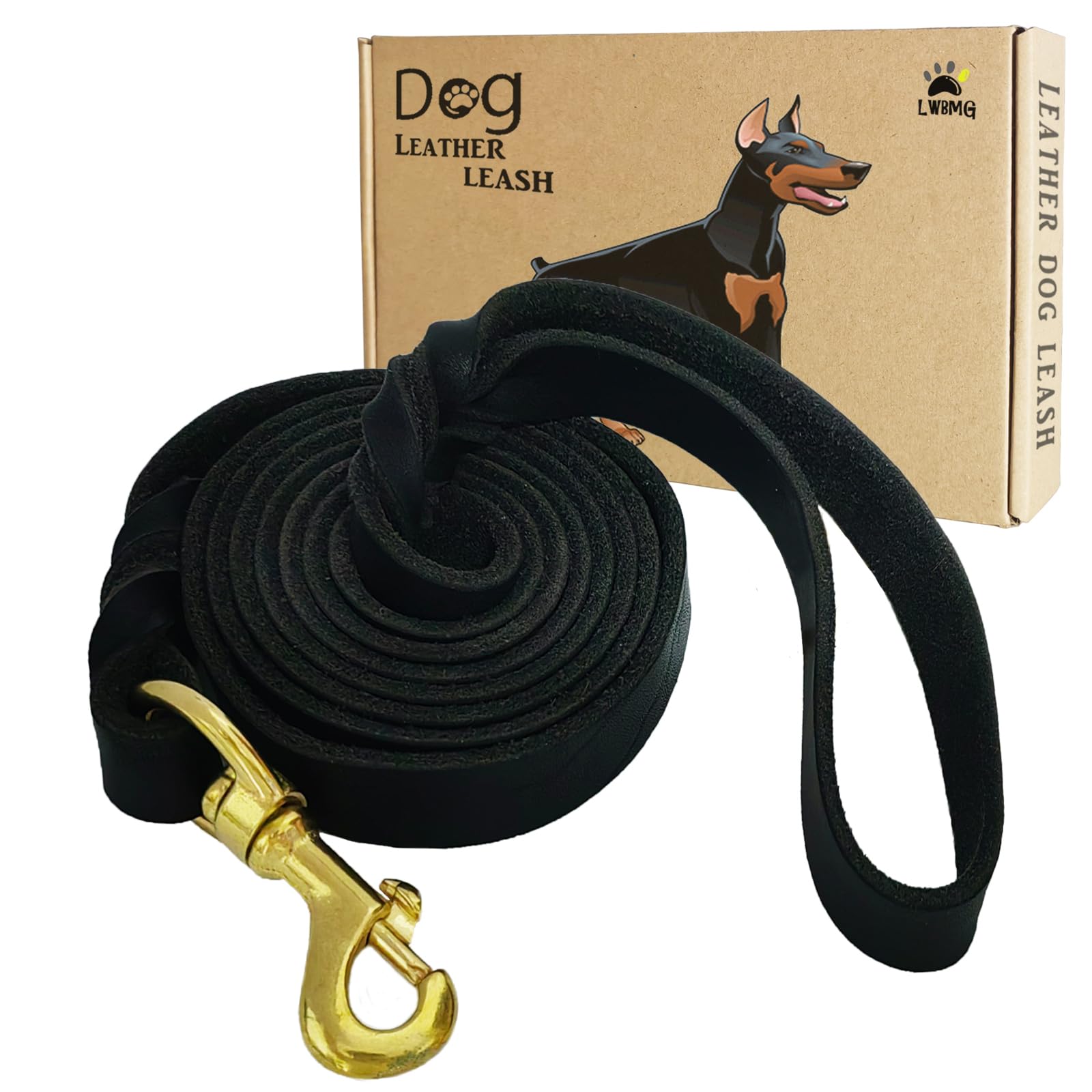 Lwbmg Leather Dog Leash - 6Ft X 1 Inch, Heavy Duty, Braided, Comfortable For Large, Medium & Small Dogs