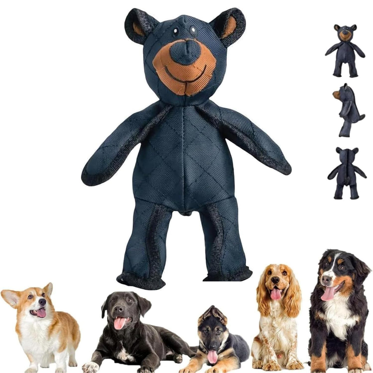 2025 New Unbreak Bear Dog Toy, Unbreakable Extreme Bear Upgraded, Indestructible Bear Dog Toy with Squeaker, Durable Interactive