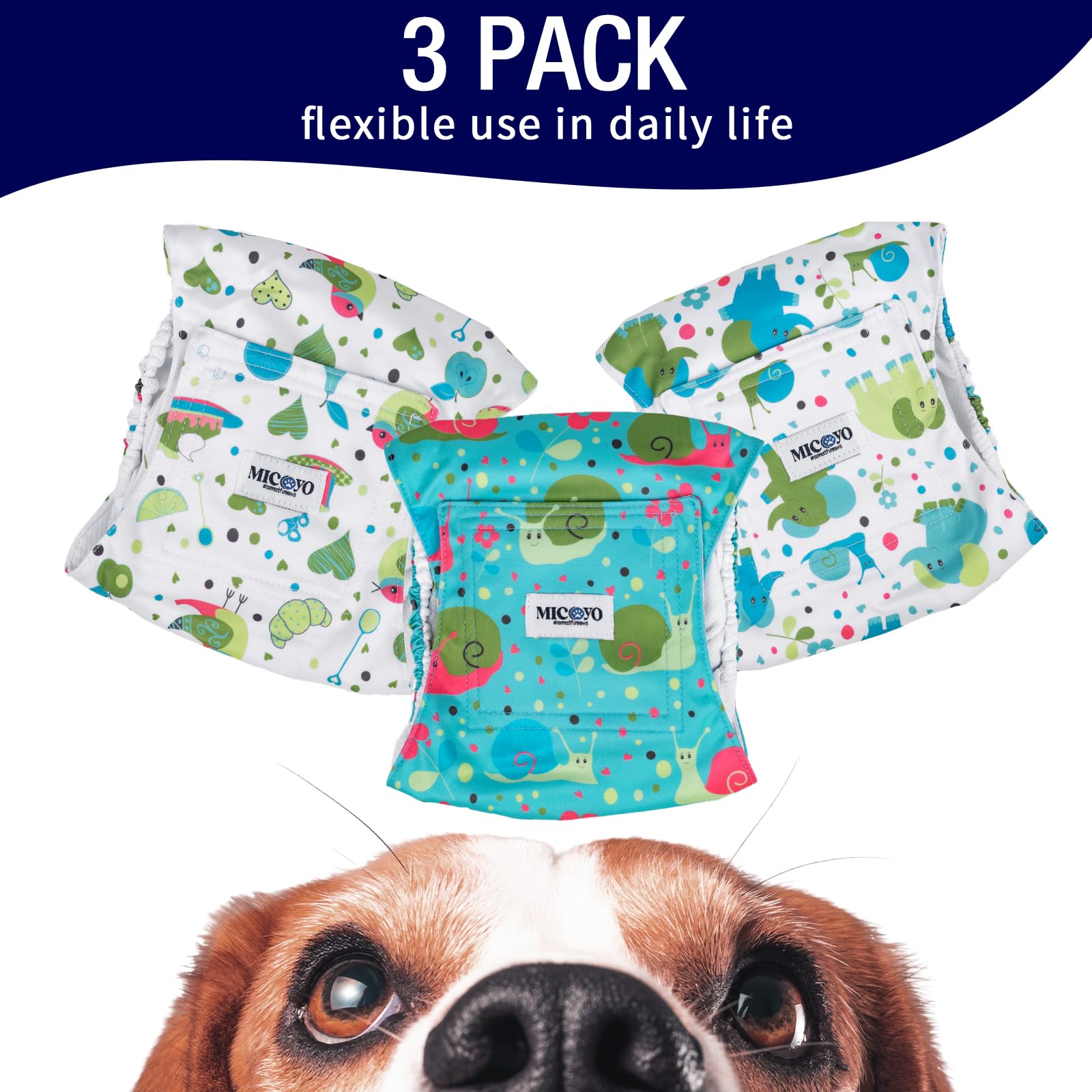 Micooyo Belly Bands For Male Dogs, 3 Pack Reusable Dog Diapers Male For Puppy Doggie, Washable Male Dog Wraps Xsmall (L, Small A