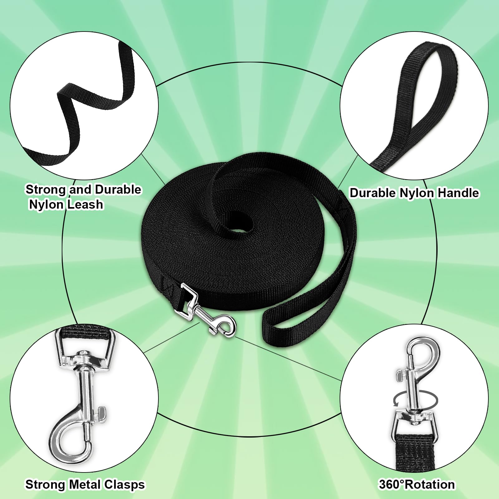 Laqibak Training Dog Leash For Small Medium Dogs, Nylon Strong Durable Long Training Leash For Dog Obedience Recall Training Agi