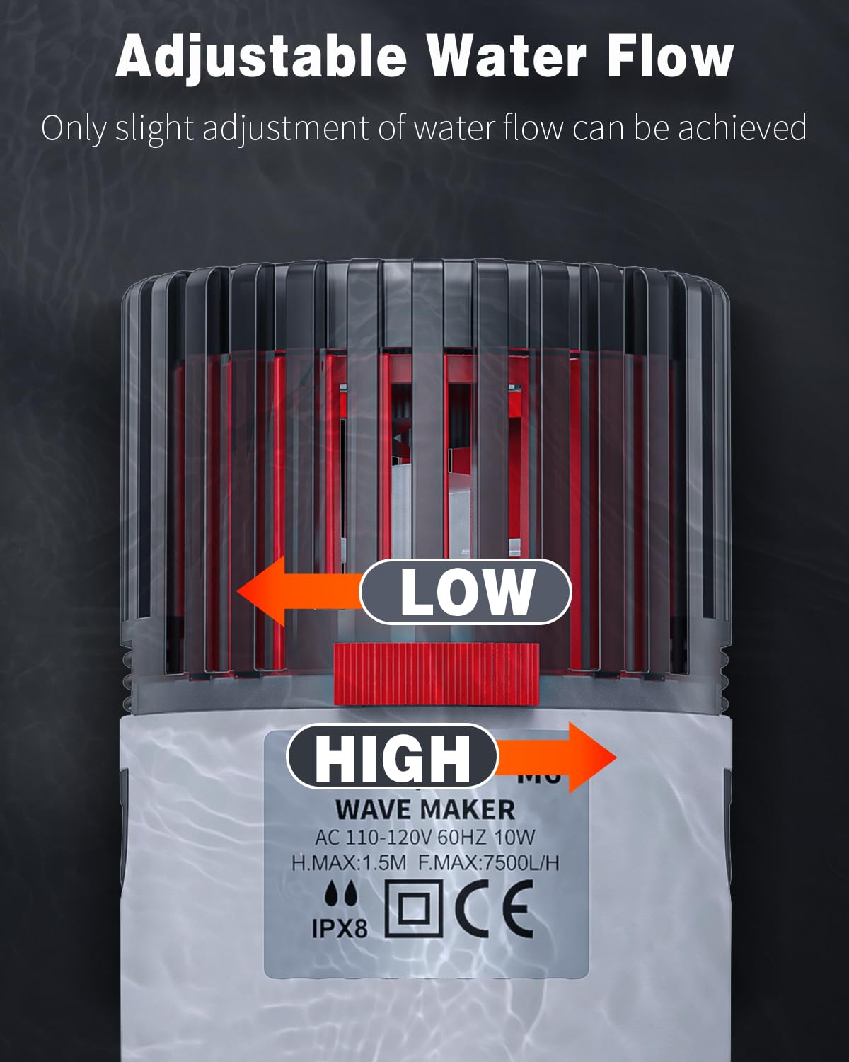 Pawfly Aquarium Wave Maker For Fish Tanks Up To 150 Gallons 2000 Gph Adjustable Circulation Pump With Strong Suction Cup Base Su