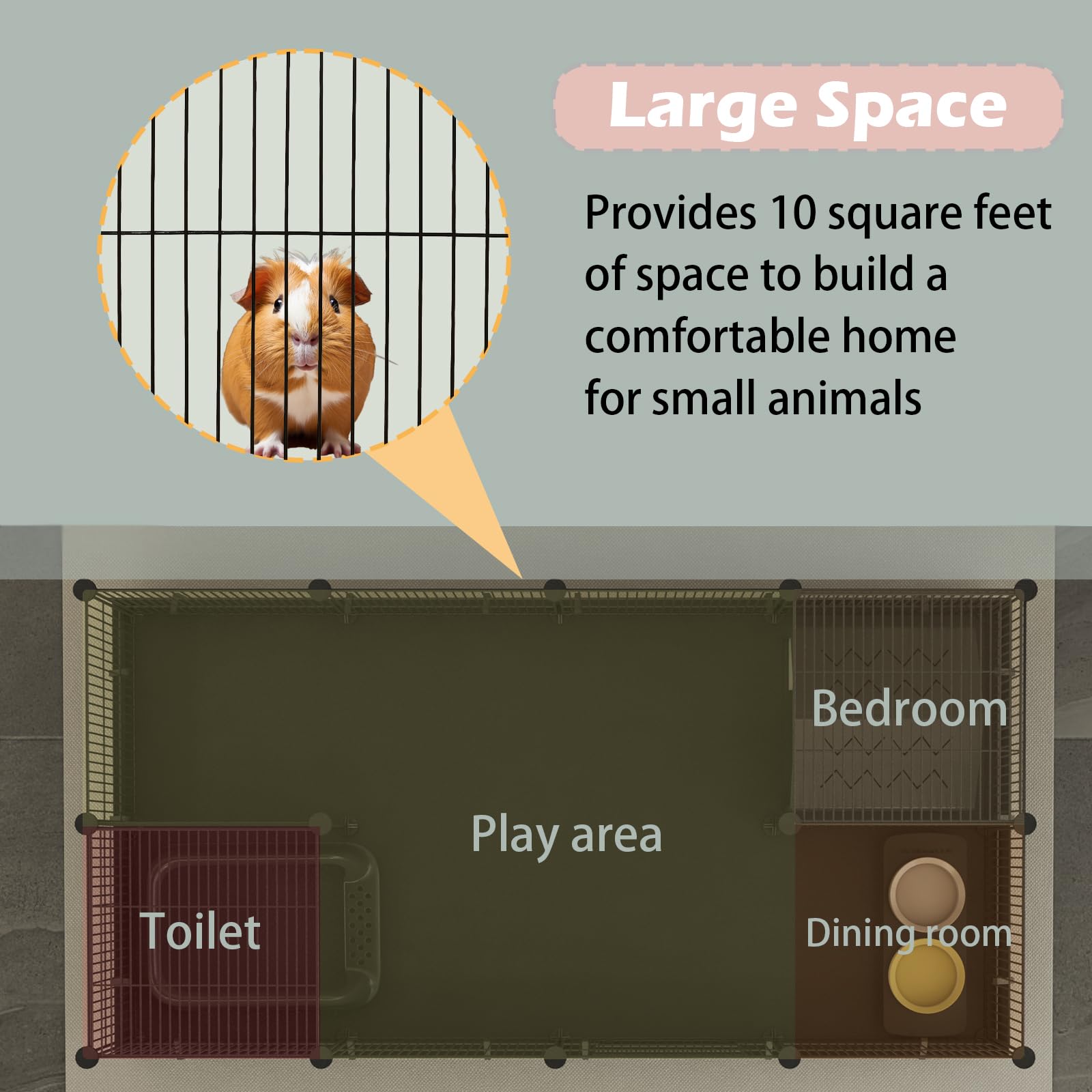 Xymoso Diy Guinea Pig Cages With Waterproof Canvas Bottom,16 Panels Small Animal Cage Pet Playpen With Door For Bunny Turtle Hed