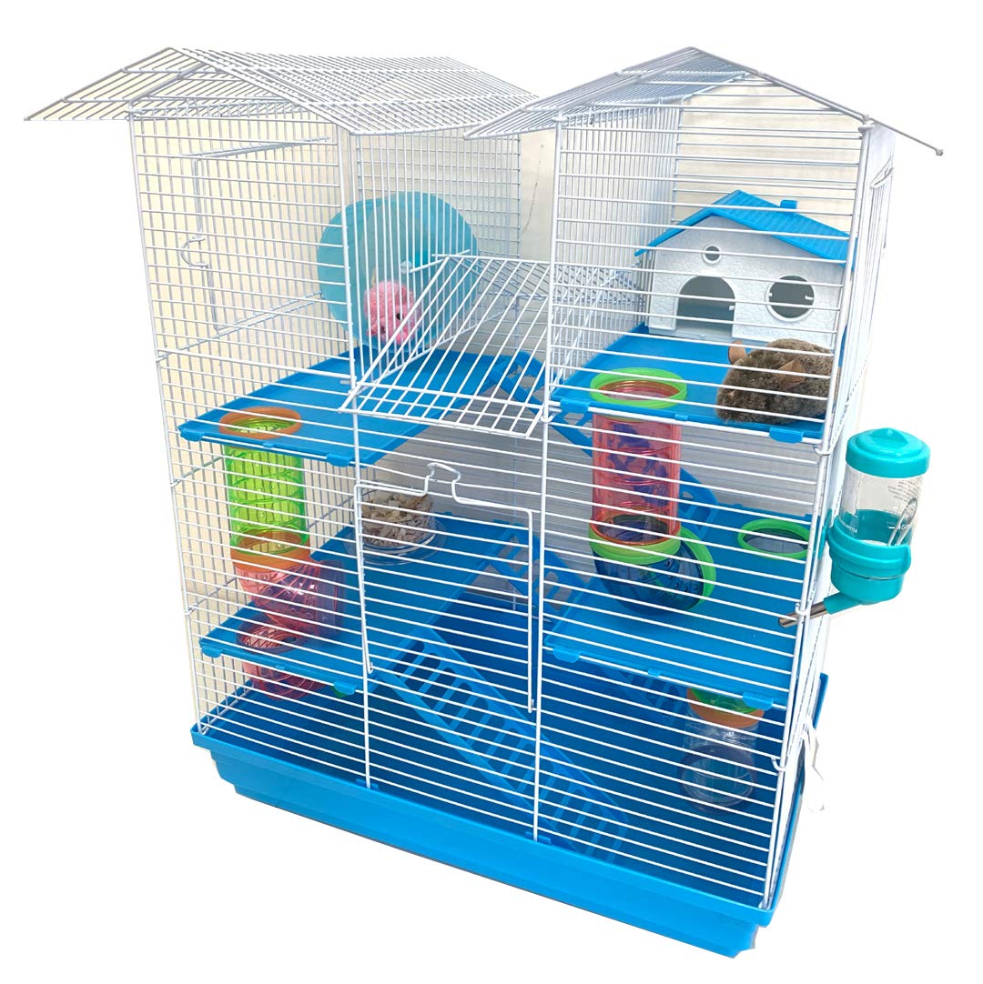 Large Twin Tower 5-Levels Crossing Level Tube Habitat Syrian Hamster Home Rodent Gerbil Mouse Mice Rat Wire Animal Cage (21L x 1
