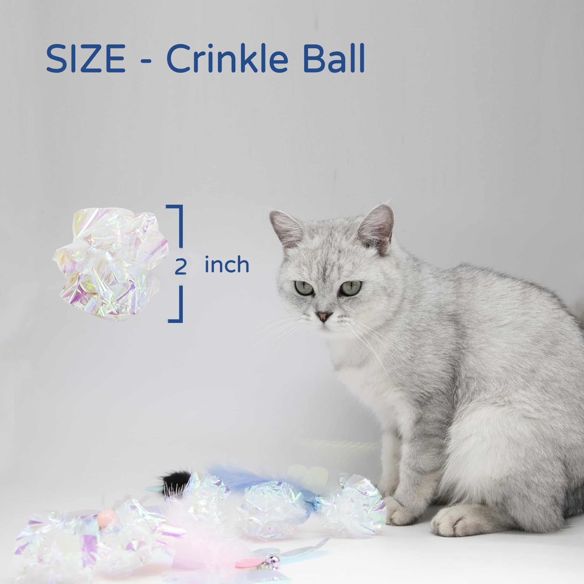 Mooipur Cat Toy, Shiny Insect Refills For Cat Wand Toy, 9Pcs Replacements With Bells For Cat Fishing Pole Toy, Interactive Cat T