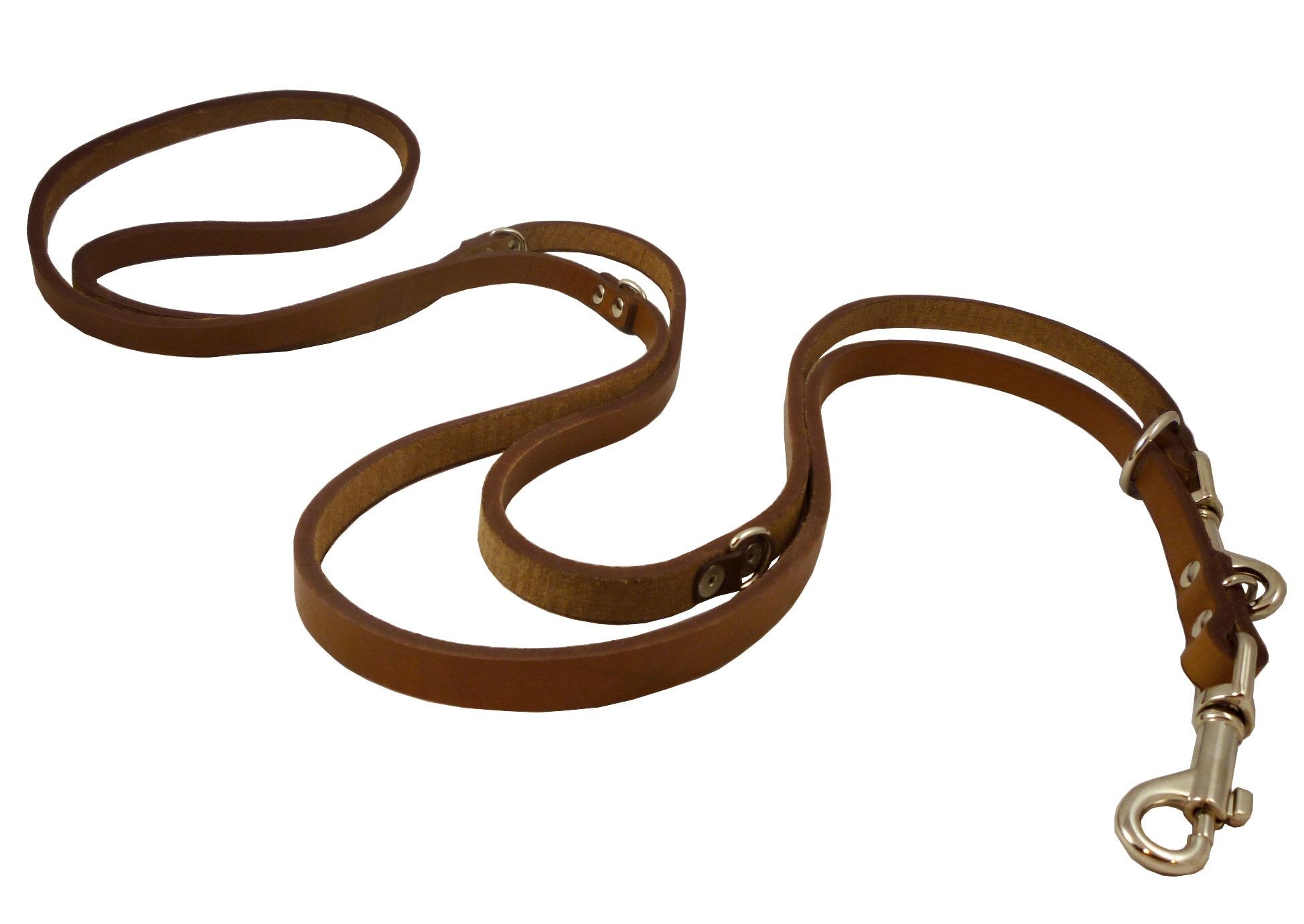 Dogs My Love 6-Way European Multifunctional Leather Dog Leash, Adjustable Schutzhund Lead Brown 41'-78' Long, 1/2' Wide (12 Mm)