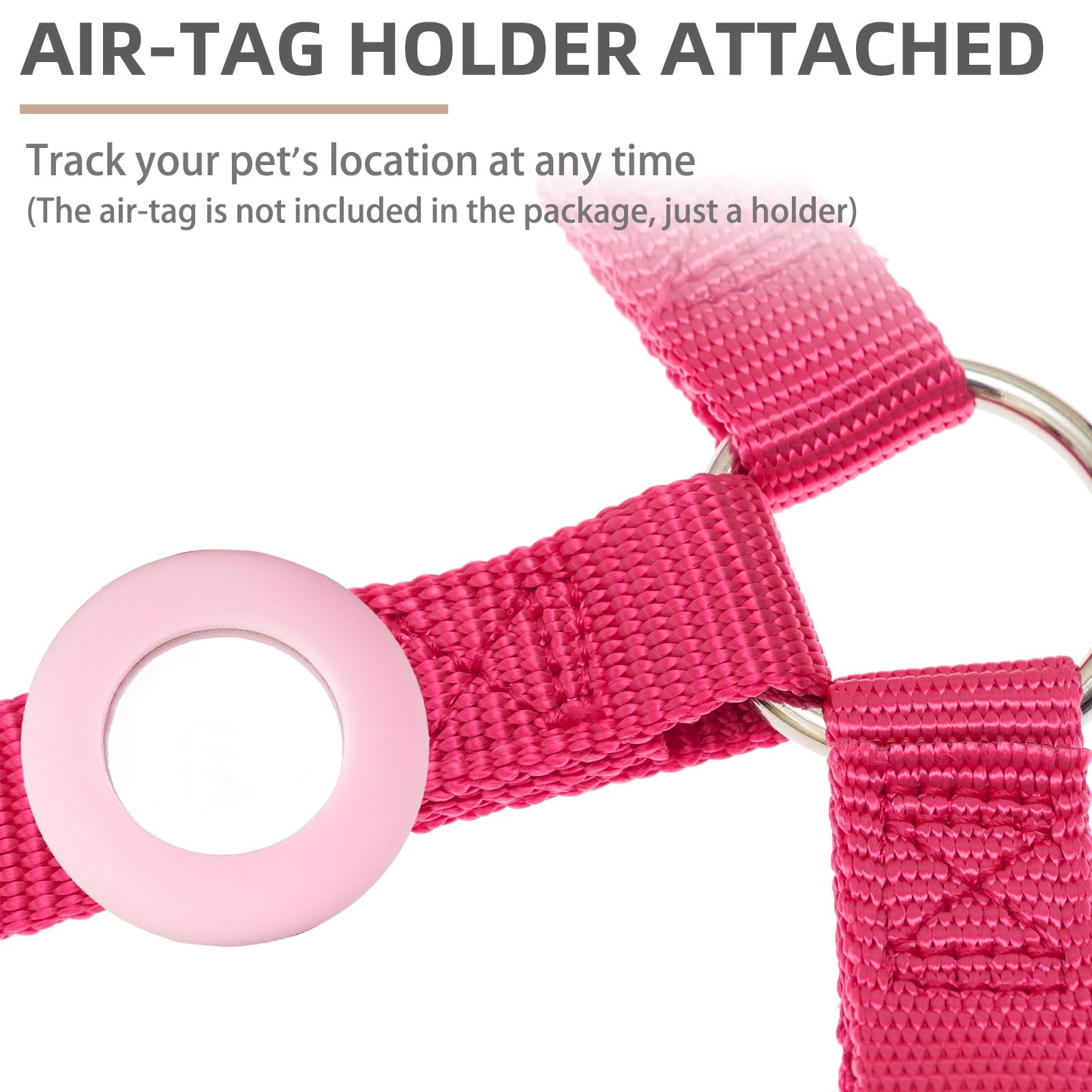 Pupteck No Pull Dog Harness Soft Adjustable Basic Nylon Step In Puppy Vest Outdoor Walking With Id Tag And A-Ir Tag Case, Hot Pi