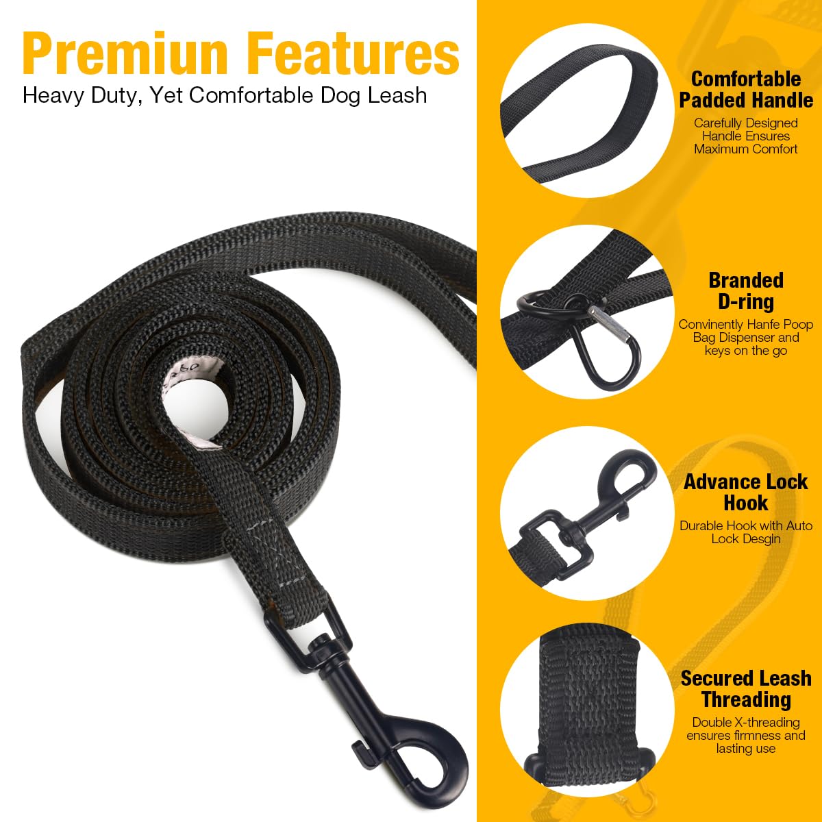 Dkmambo 6Ft Dog Leash With Anti-Slip Handle