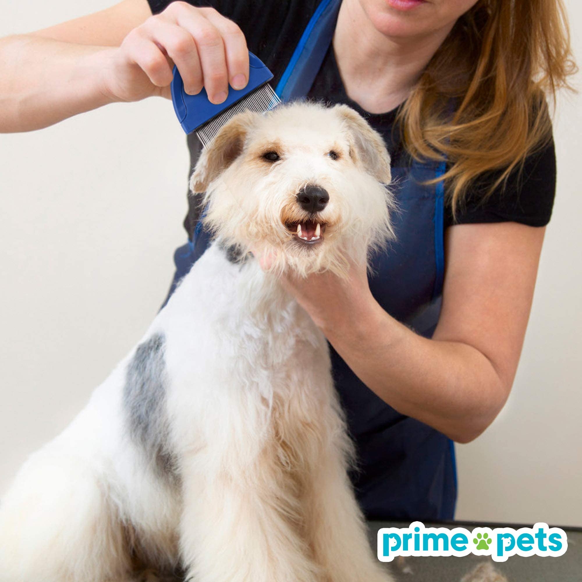 PrimePets Flea Comb for Cats and Dogs - Blue Pet Hair Removal Comb, 1 Count, Effective Grooming Tool