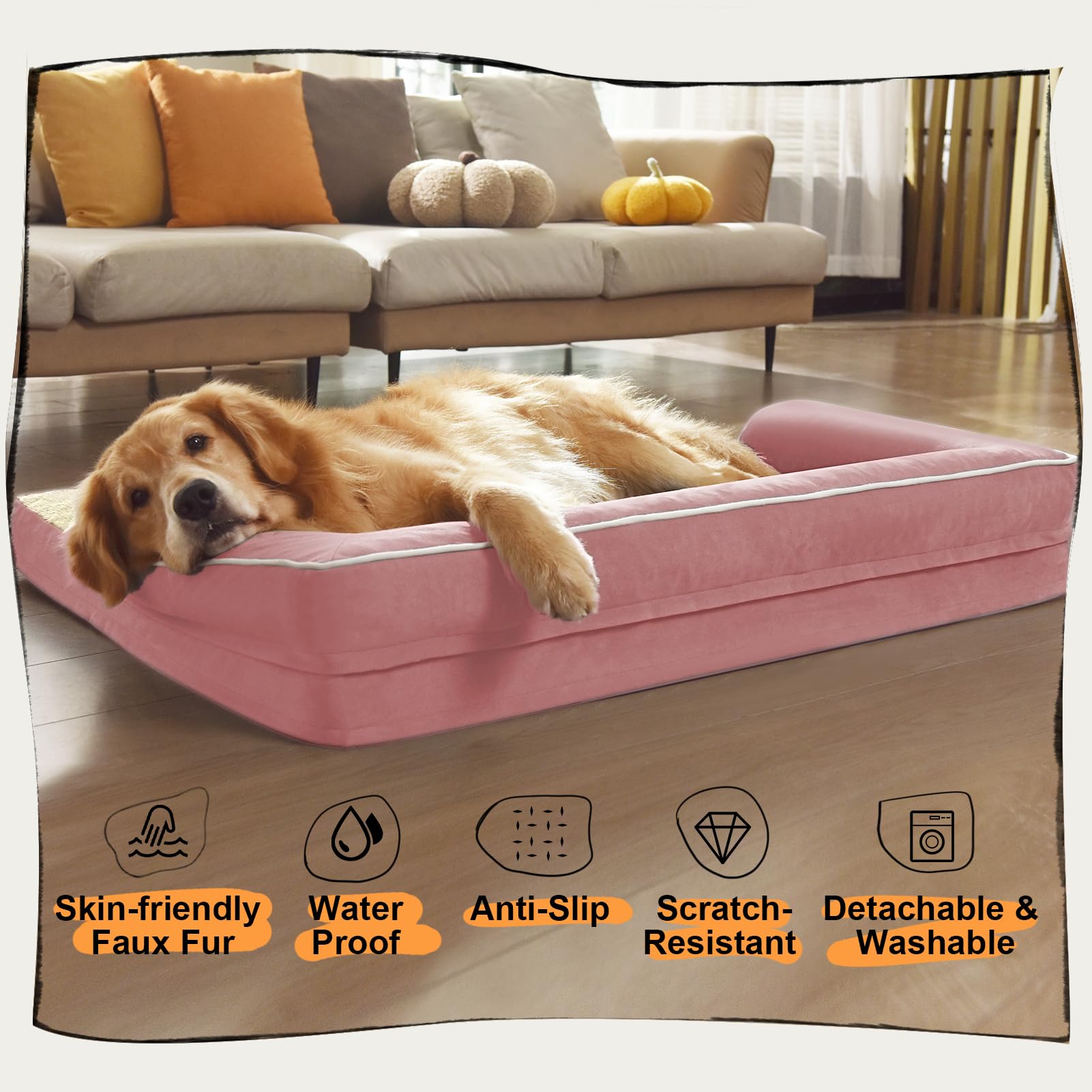 Small Dog Bed Orthopedic Washable Cat Bed Memory Foam Small Couch Sofa Indoor Comfy Pet Beds with Waterproof Removable Cover & N