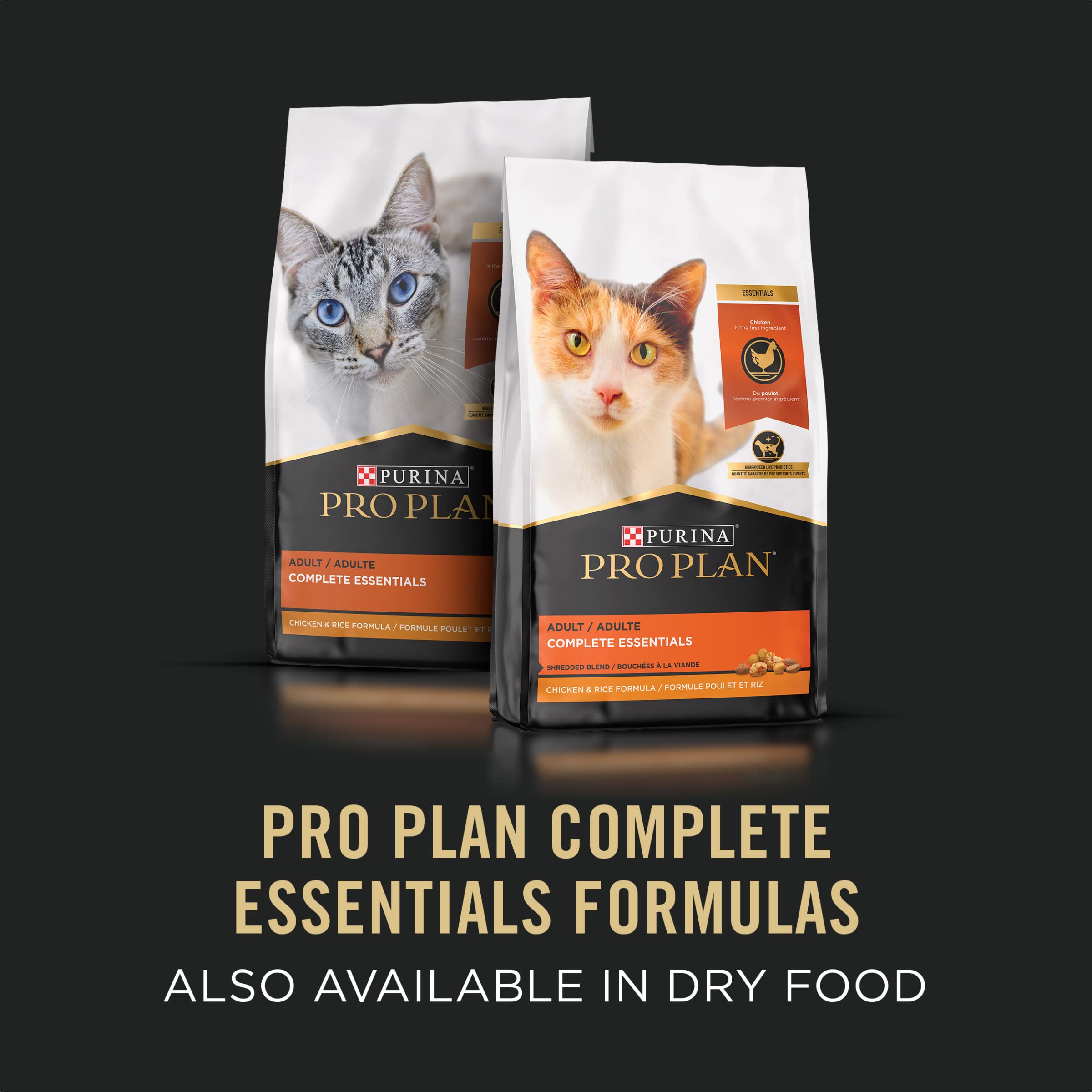 Purina Pro Plan Pate, High Protein Wet Cat Food, COMPLETE ESSENTIALS Classic Chunky Chicken Entree - (Pack of 24) 3 oz. Pull-Top