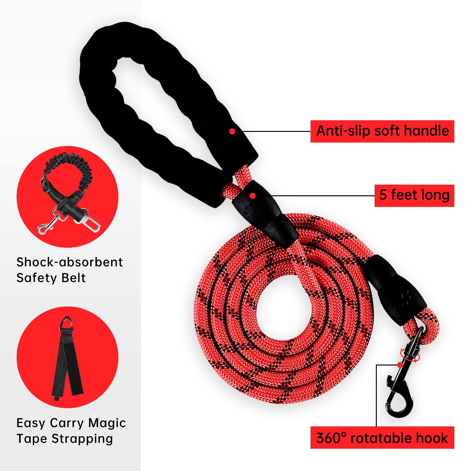 Ivy&Lane No Pull Dog Harness For Large Dogs, Dog Vest Harness With Leash, Safety Belt And Storage Strap, Fully Adjustable Harnes
